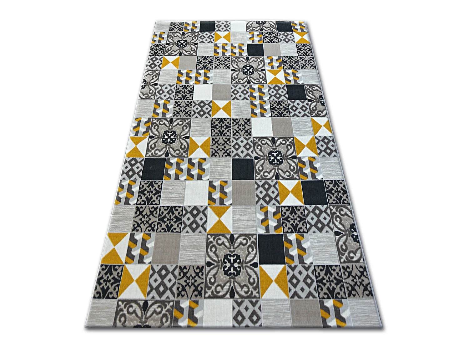 Tapijt LISBOA 27218/255 Vierhoeken , Tegels ,  Geel Vossabon Portugese 80x150 cm