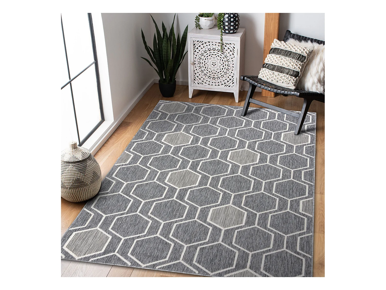 Tapis SPRING 20404332 Hexagone, à cordes, à boucles - gris 200x290 cm