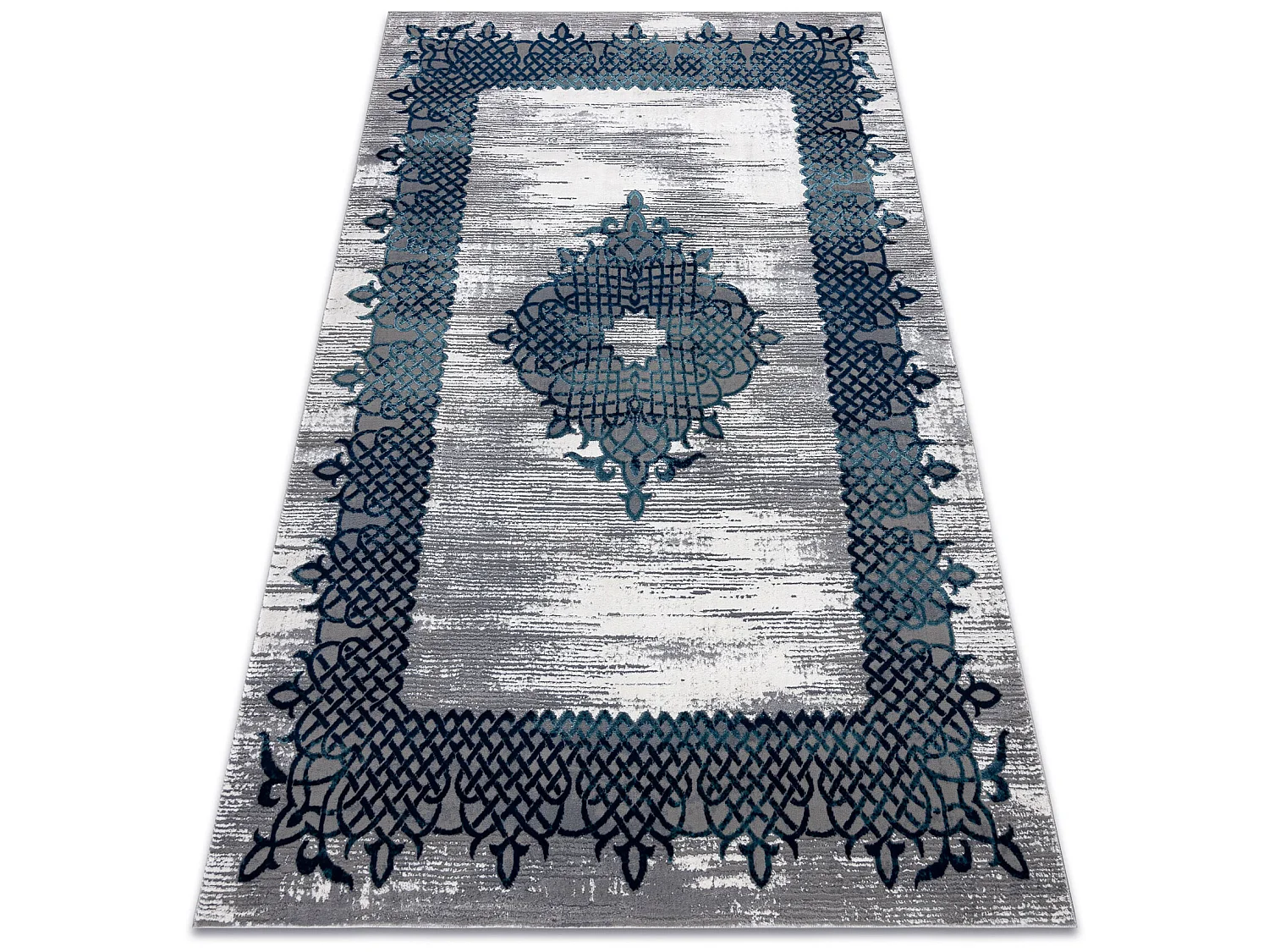 Tapijt CORE W9797 Kader, Rosette - structureel, twee lagen vlies, blau 80x150 cm