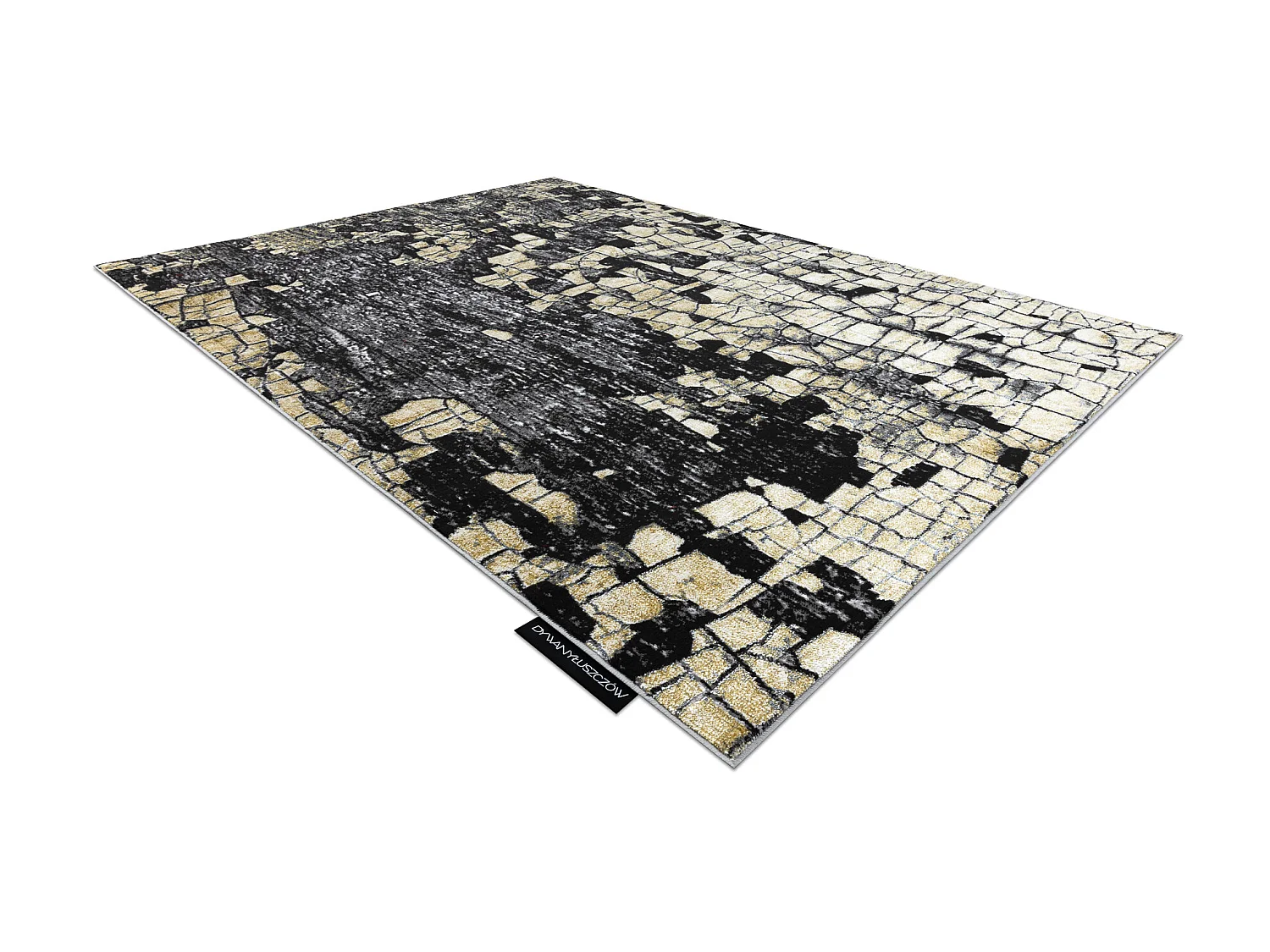 Tapijt DE LUXE modern 2079 Straatstenen, bakstenen - Structureel goud  140x190 cm