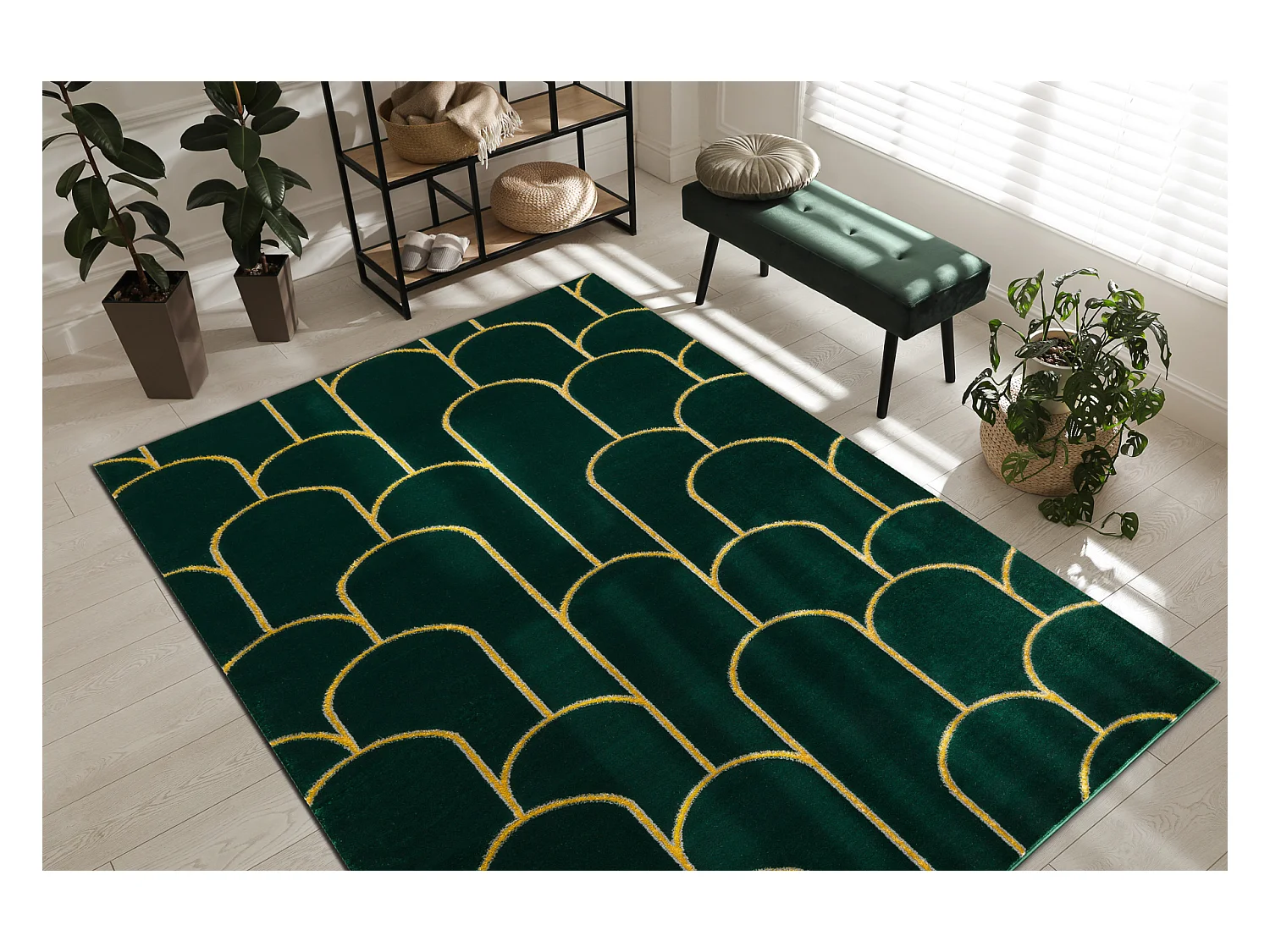 Tapis EMERALD exclusif 1021 glamour, élégant art deco, bouteille ver 80x150 cm