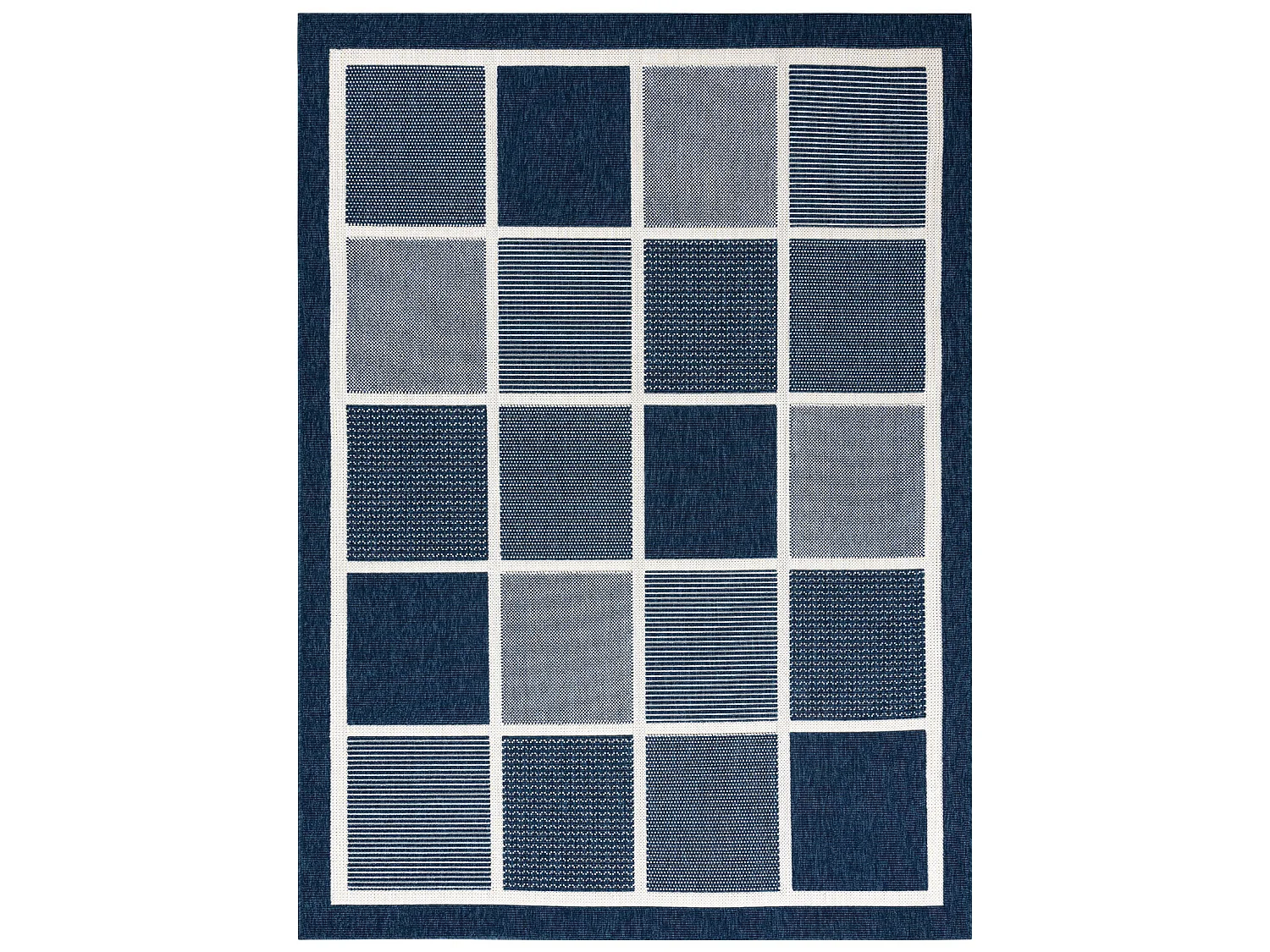 Tapis SPRING 20426994 carrés cadre à cordes, à boucles - bleu 120x170 cm
