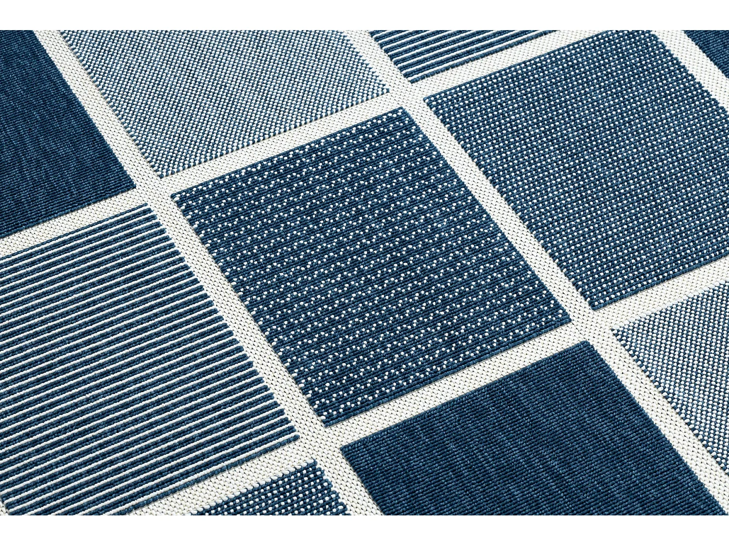 Tapis SPRING 20426994 carrés cadre à cordes, à boucles - bleu 120x170 cm