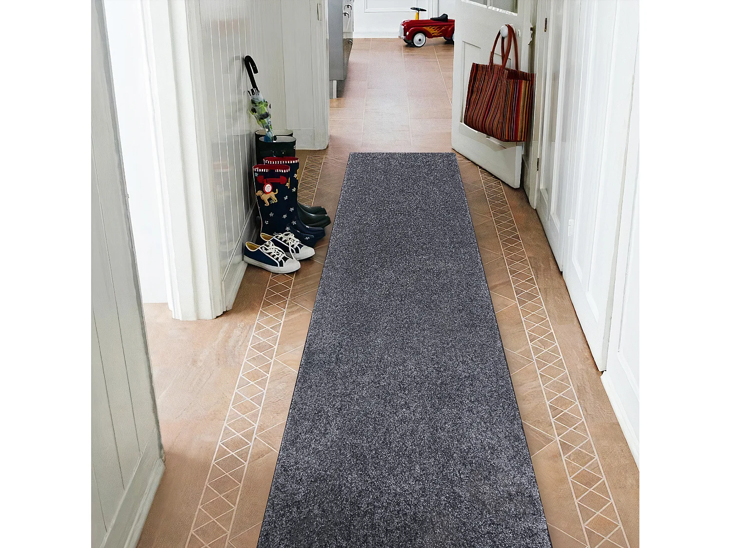 Tapis de couloir SANTA FE gris 97 plaine couleur unie 60x200 cm