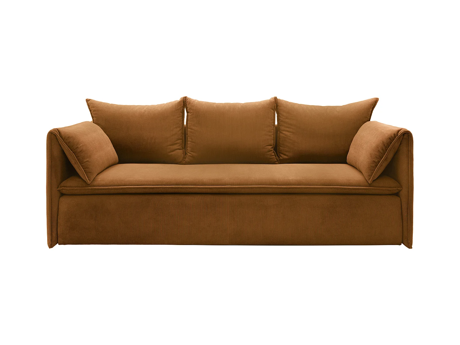 Sofá cama de 3 plazas de pana terracota TEODORA