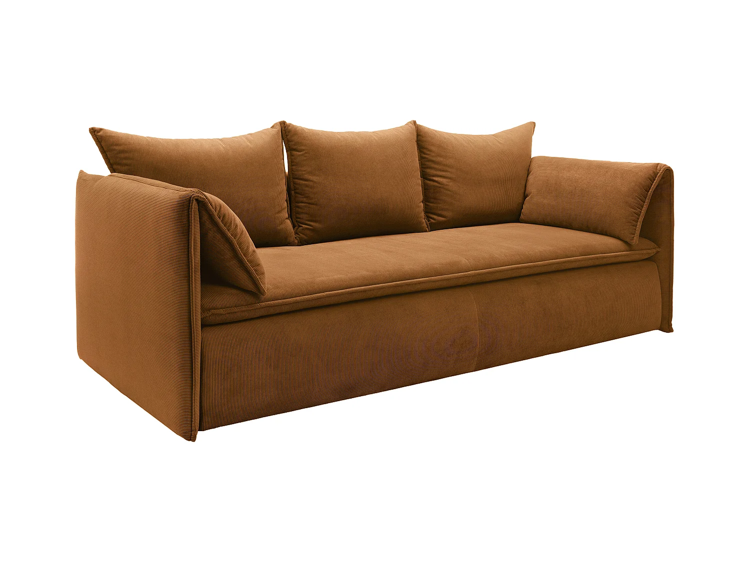 Sofa 3-Sitzer - Mit Schlaffunktion - Feincord - Terracotta - TEODORA