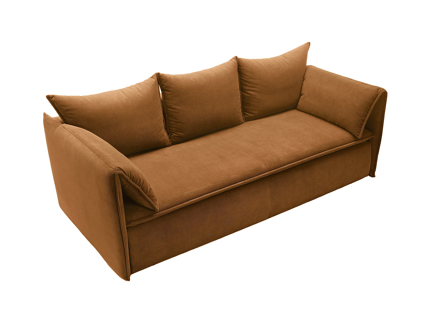 Sofa 3-Sitzer - Mit Schlaffunktion - Feincord - Terracotta - TEODORA