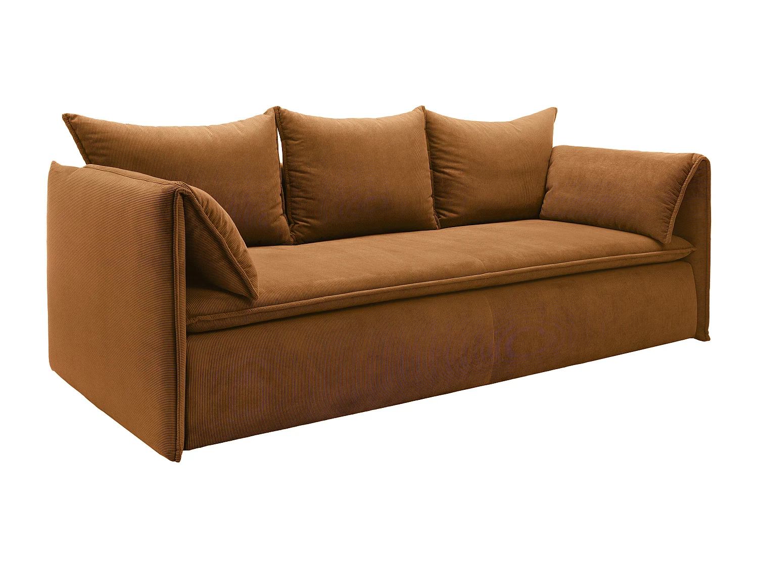 Konverterbar 3-personers sofa i fløjlsribbet terracotta TEODORA