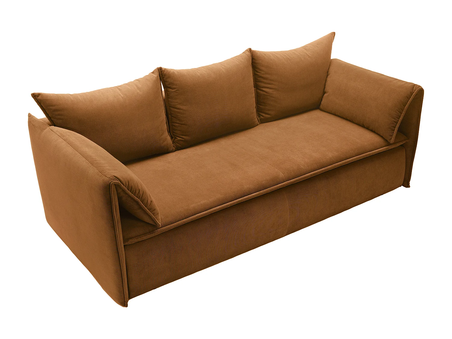 Konverterbar 3-personers sofa i fløjlsribbet terracotta TEODORA