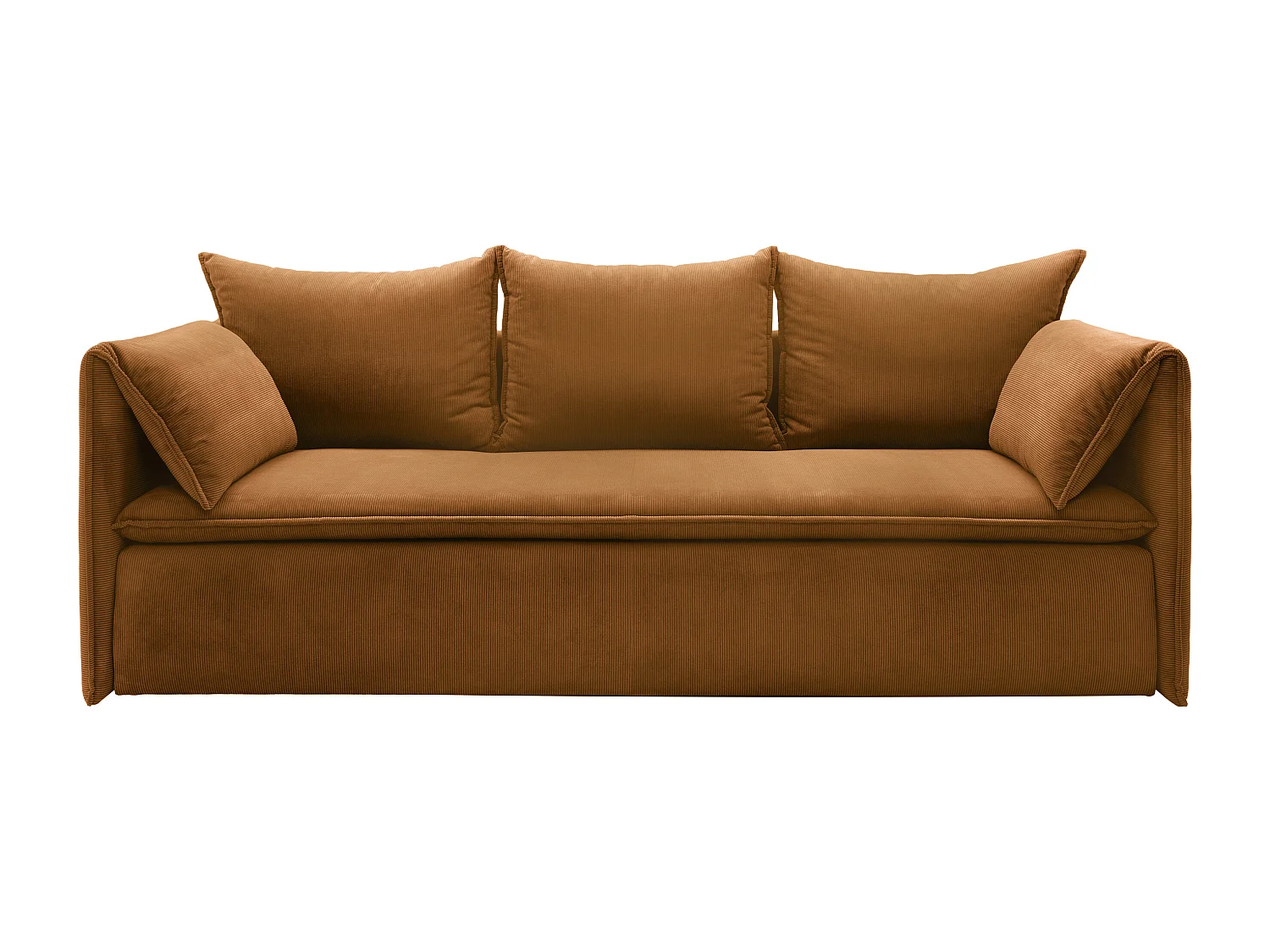 Konverterbar 3-personers sofa i fløjlsribbet terracotta TEODORA