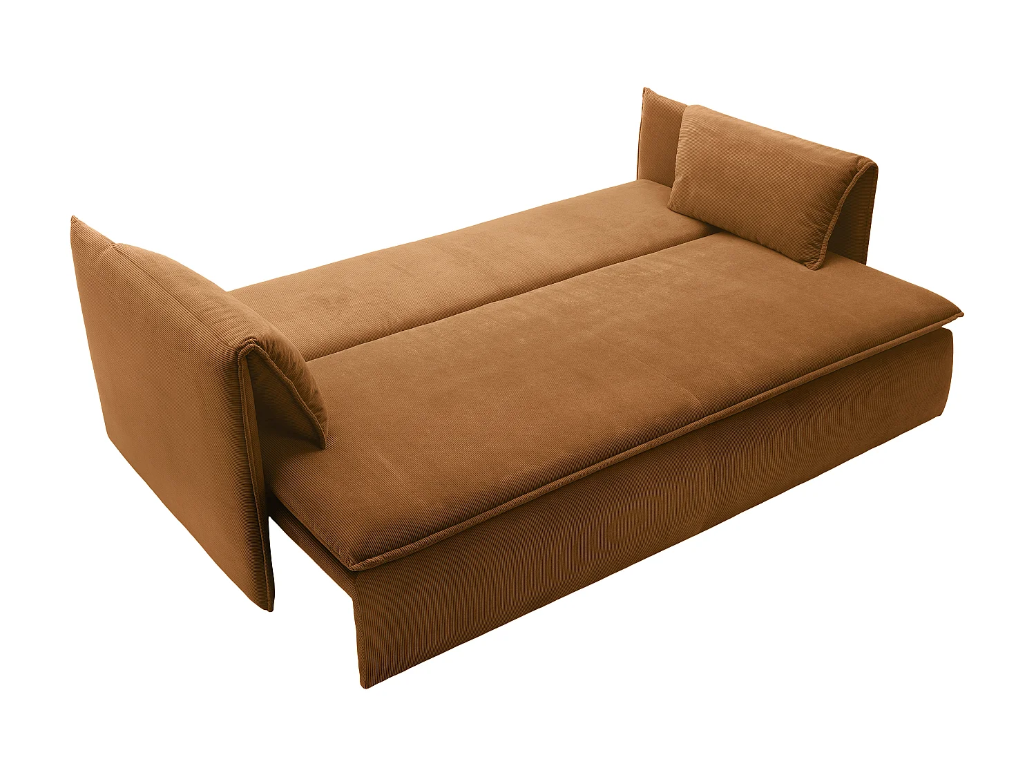Konverterbar 3-personers sofa i fløjlsribbet terracotta TEODORA
