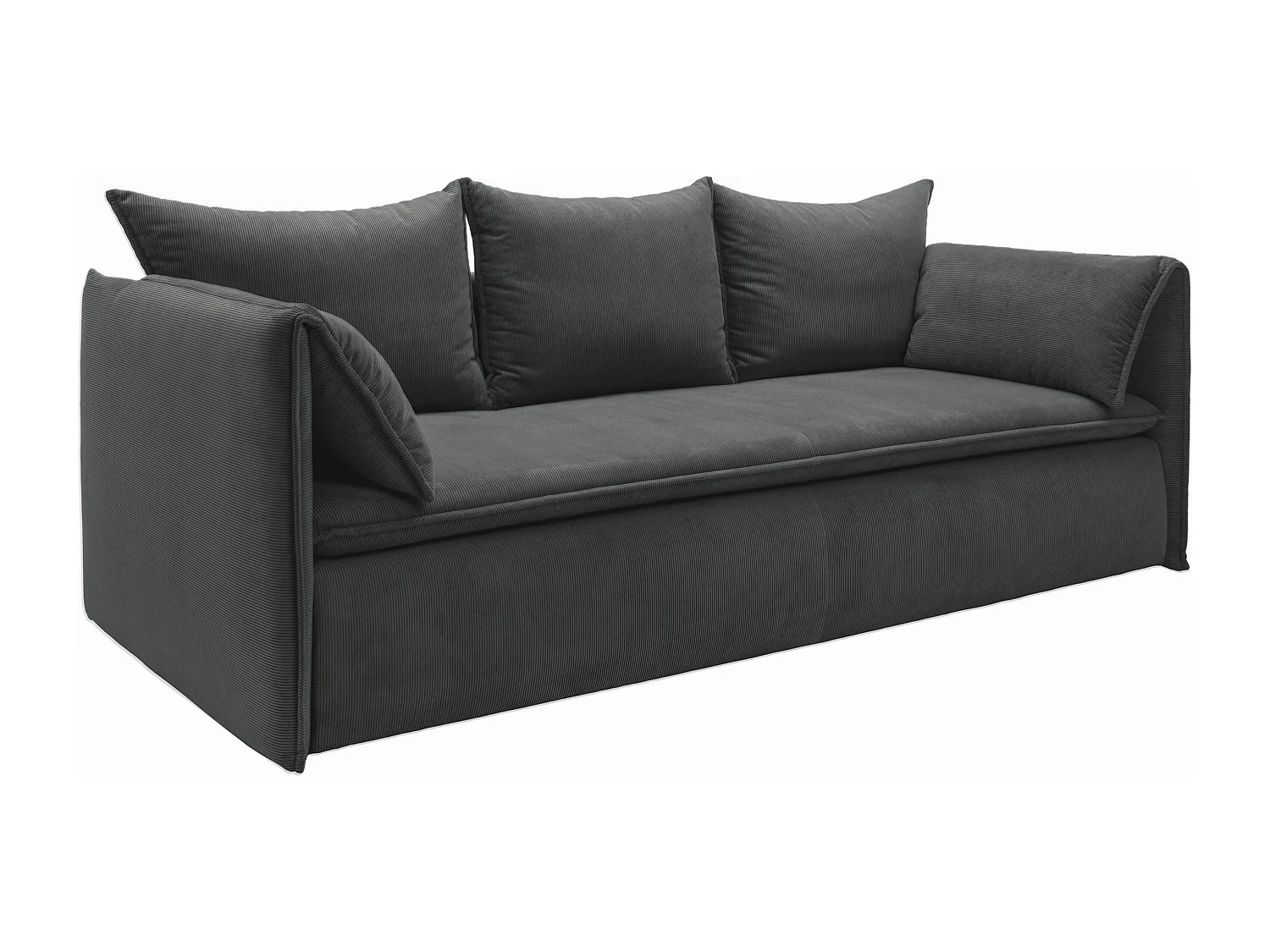 Sofá cama de 3 plazas de pana gris oscuro TEODORA