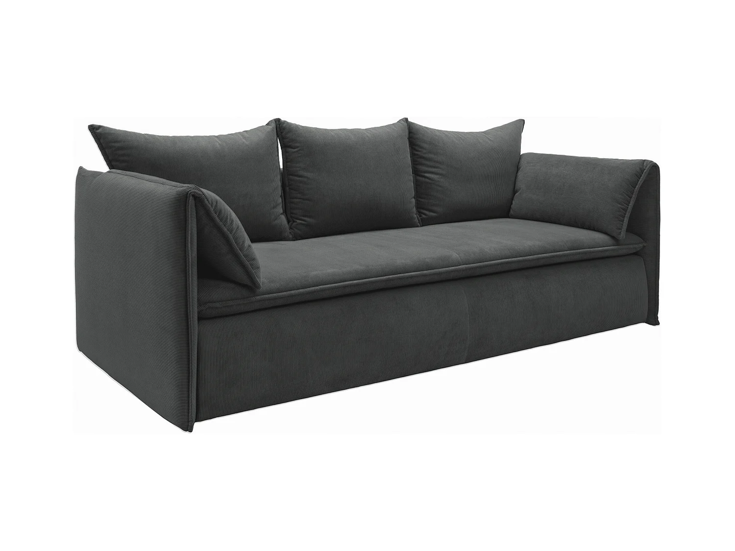 Sofa 3-Sitzer - Mit Schlaffunktion - Feincord - Anthrazitgrau - TEODORA