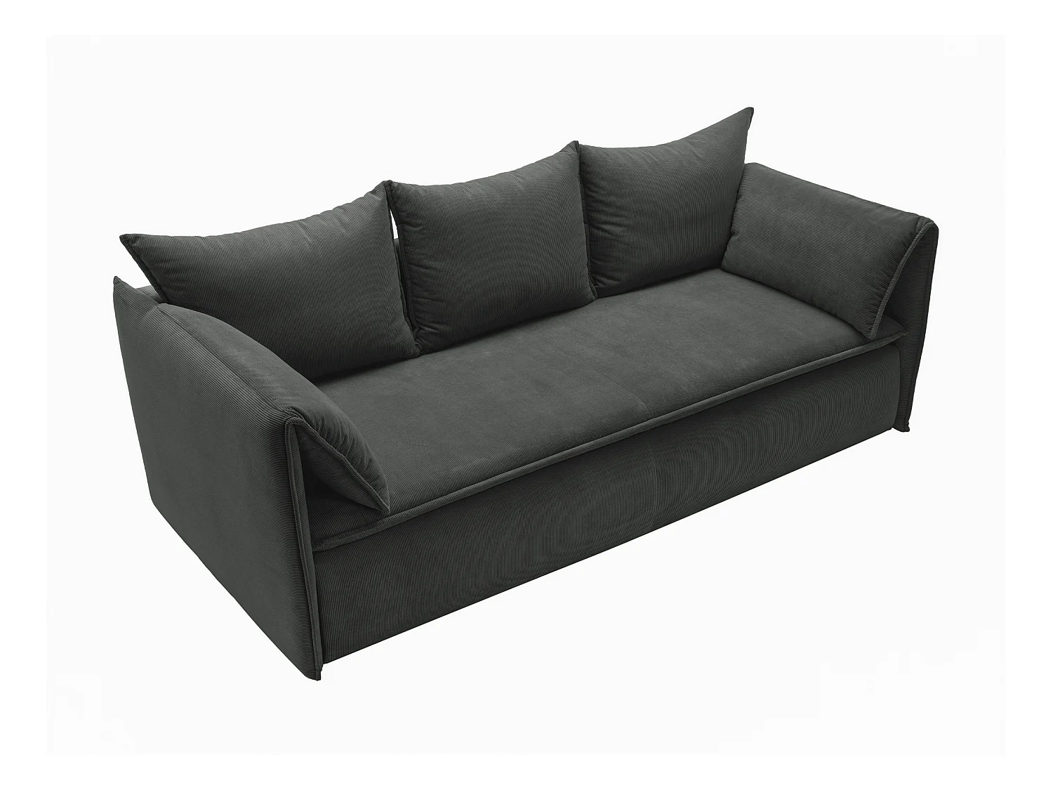 Sofa 3-Sitzer - Mit Schlaffunktion - Feincord - Anthrazitgrau - TEODORA