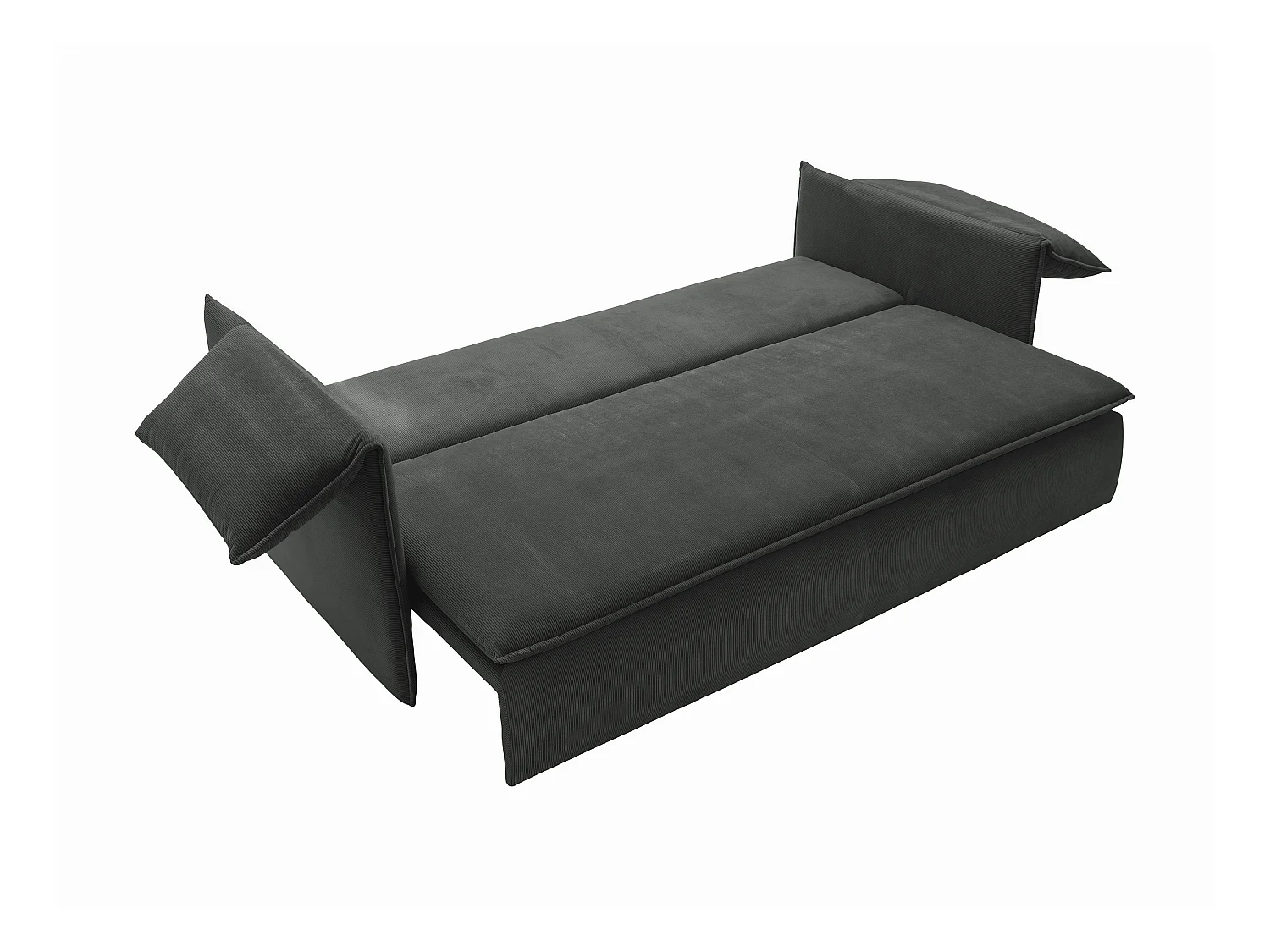 Sofa 3-Sitzer - Mit Schlaffunktion - Feincord - Anthrazitgrau - TEODORA