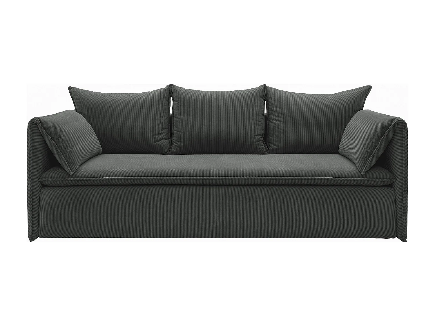 3-personers sovesofa i ribfløjl med fine ribber i antracitgrå TEODORA