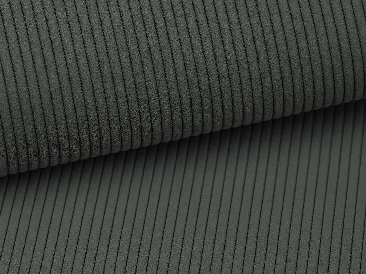 3-personers sovesofa i ribfløjl med fine ribber i antracitgrå TEODORA