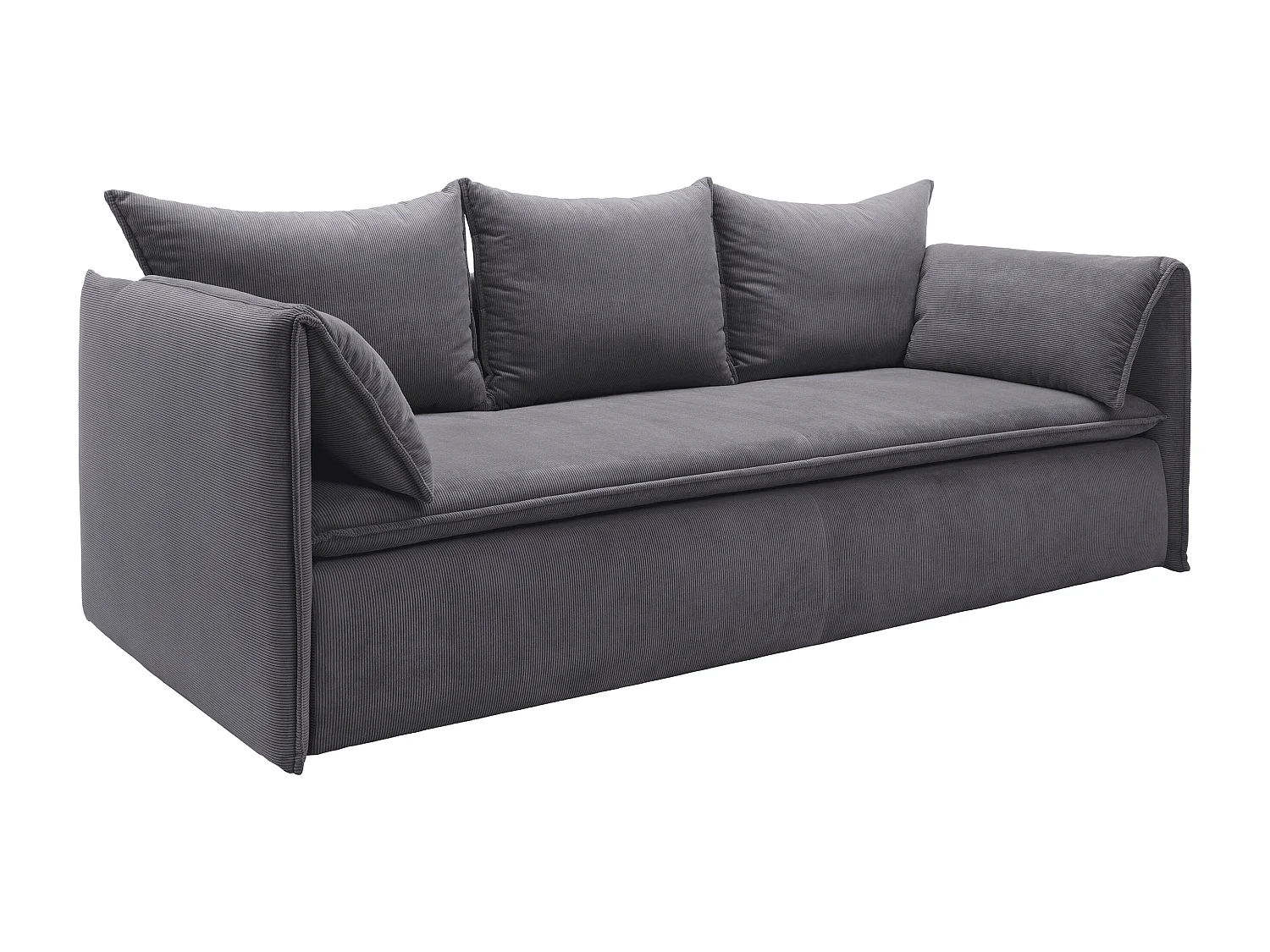 Sofa 3-Sitzer - Mit Schlaffunktion - Feincord - Graublau - TEODORA