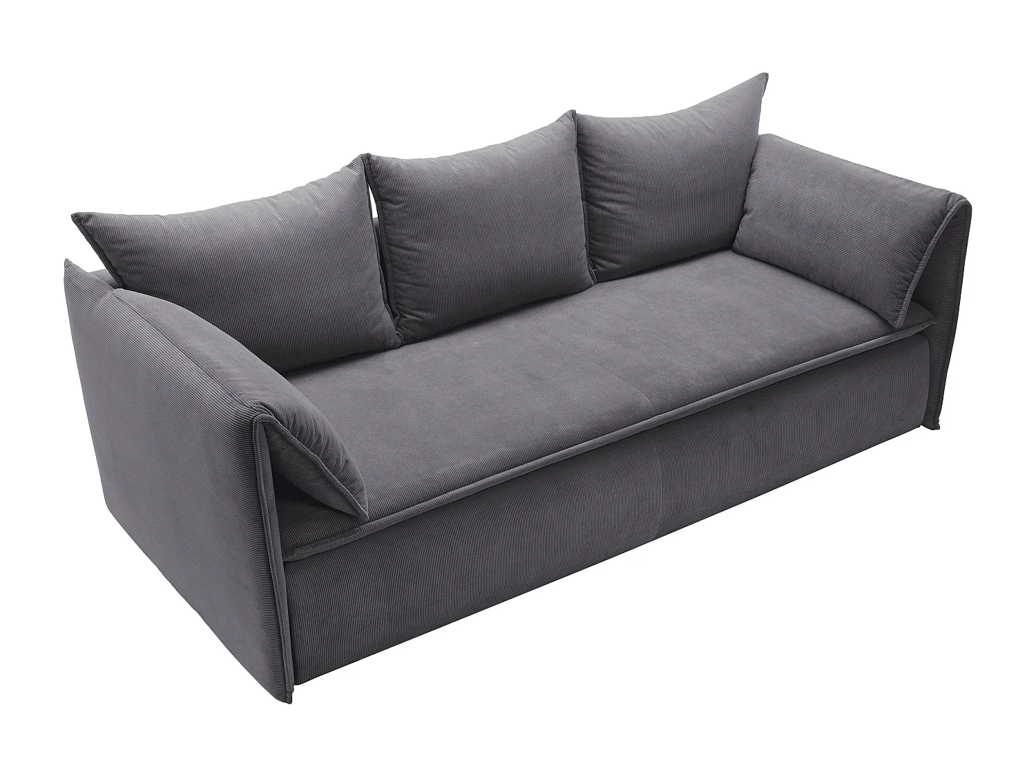 Sofa 3-Sitzer - Mit Schlaffunktion - Feincord - Graublau - TEODORA