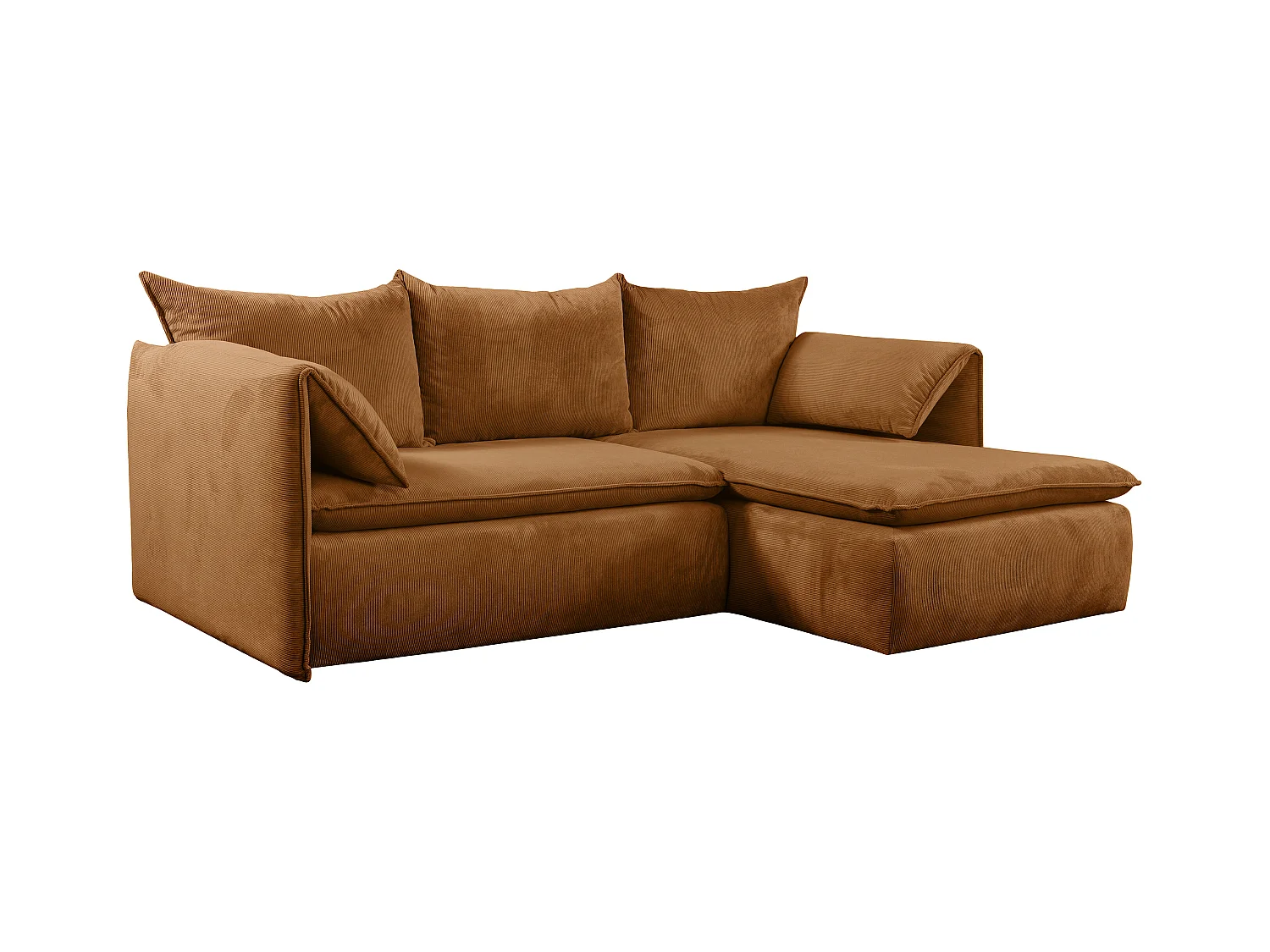 Ecksofa mit Schlaffunktion - Ecke rechts - Feincord - Terracotta - TEODORA