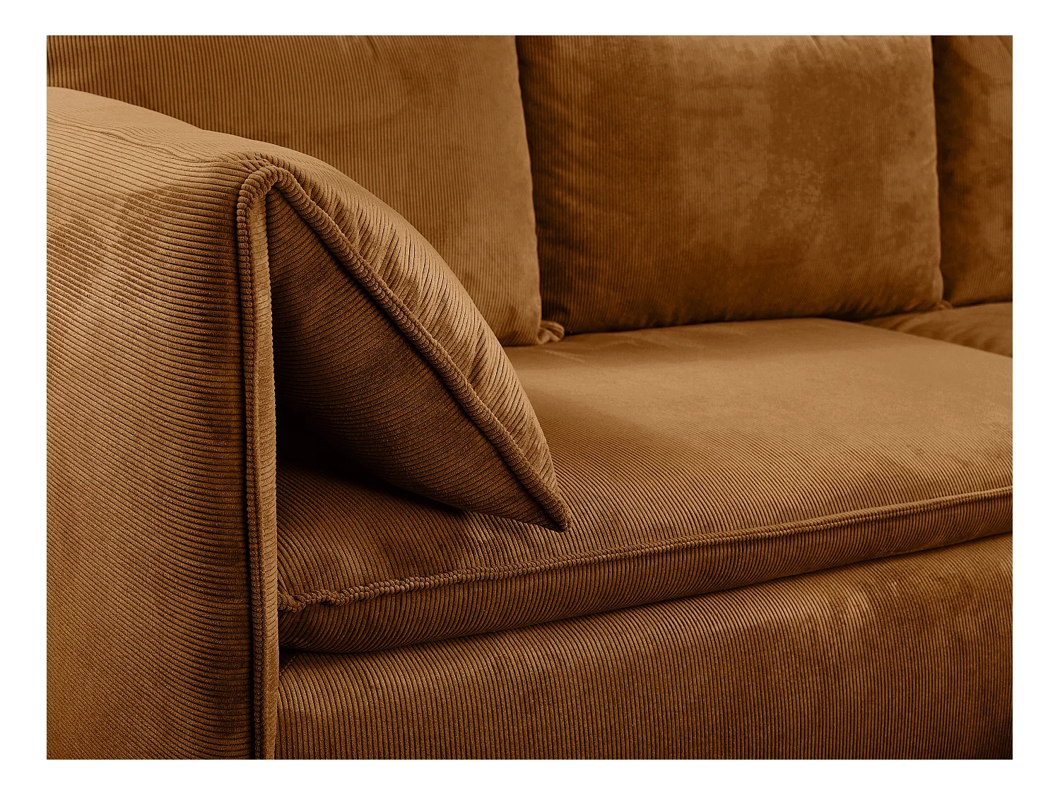 Ecksofa mit Schlaffunktion - Ecke rechts - Feincord - Terracotta - TEODORA