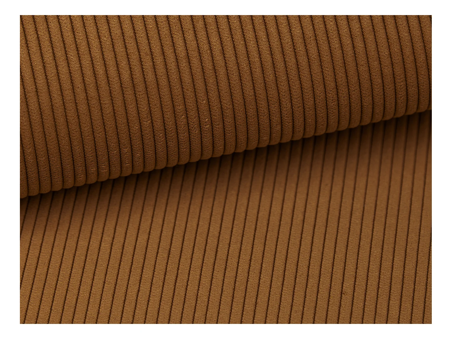 Canapé d'angle droit convertible en velours côtelé fines côtes terracotta TEODORA