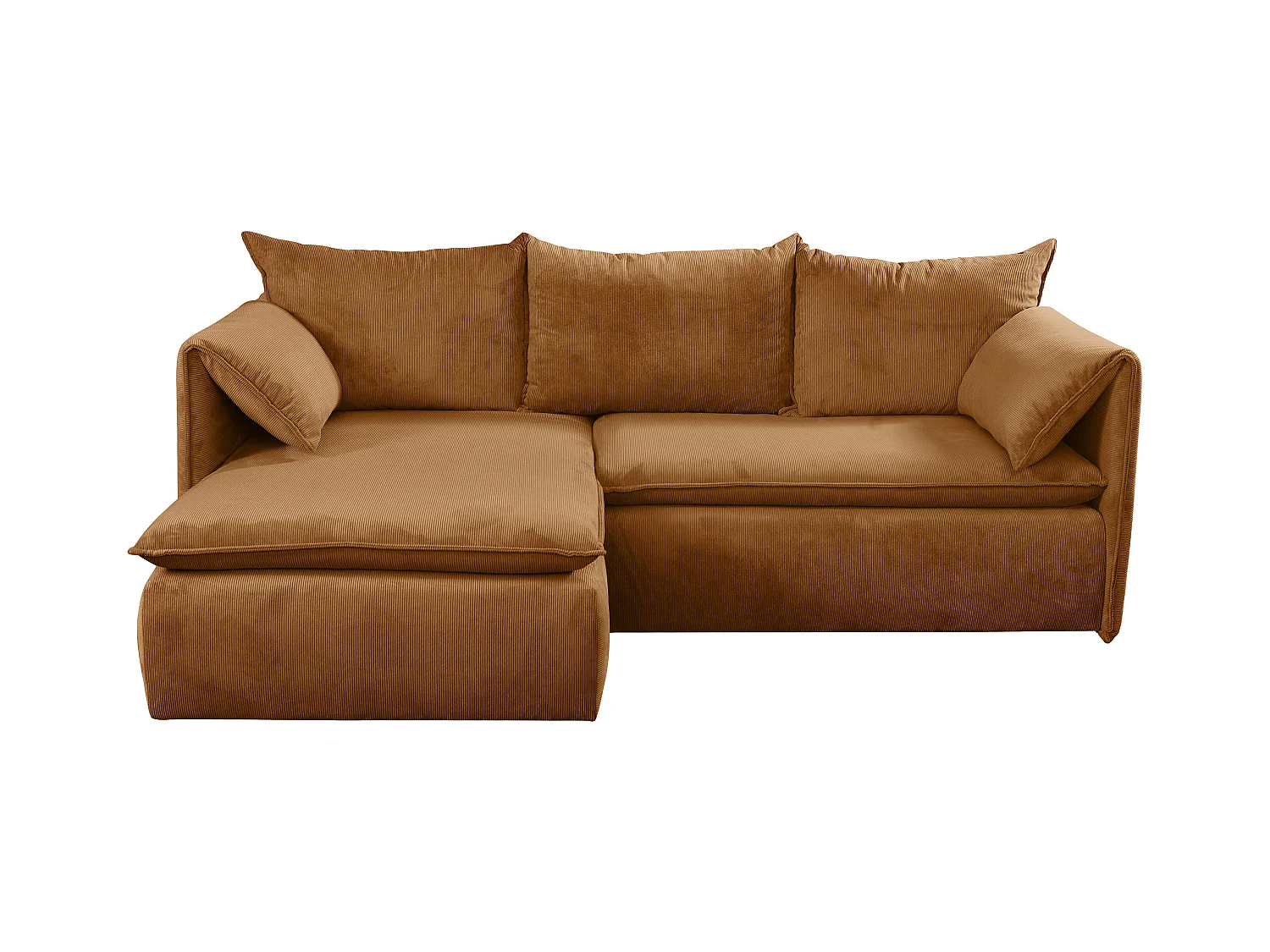 Ecksofa mit Schlaffunktion - Ecke links - Feincord - Terracotta - TEODORA