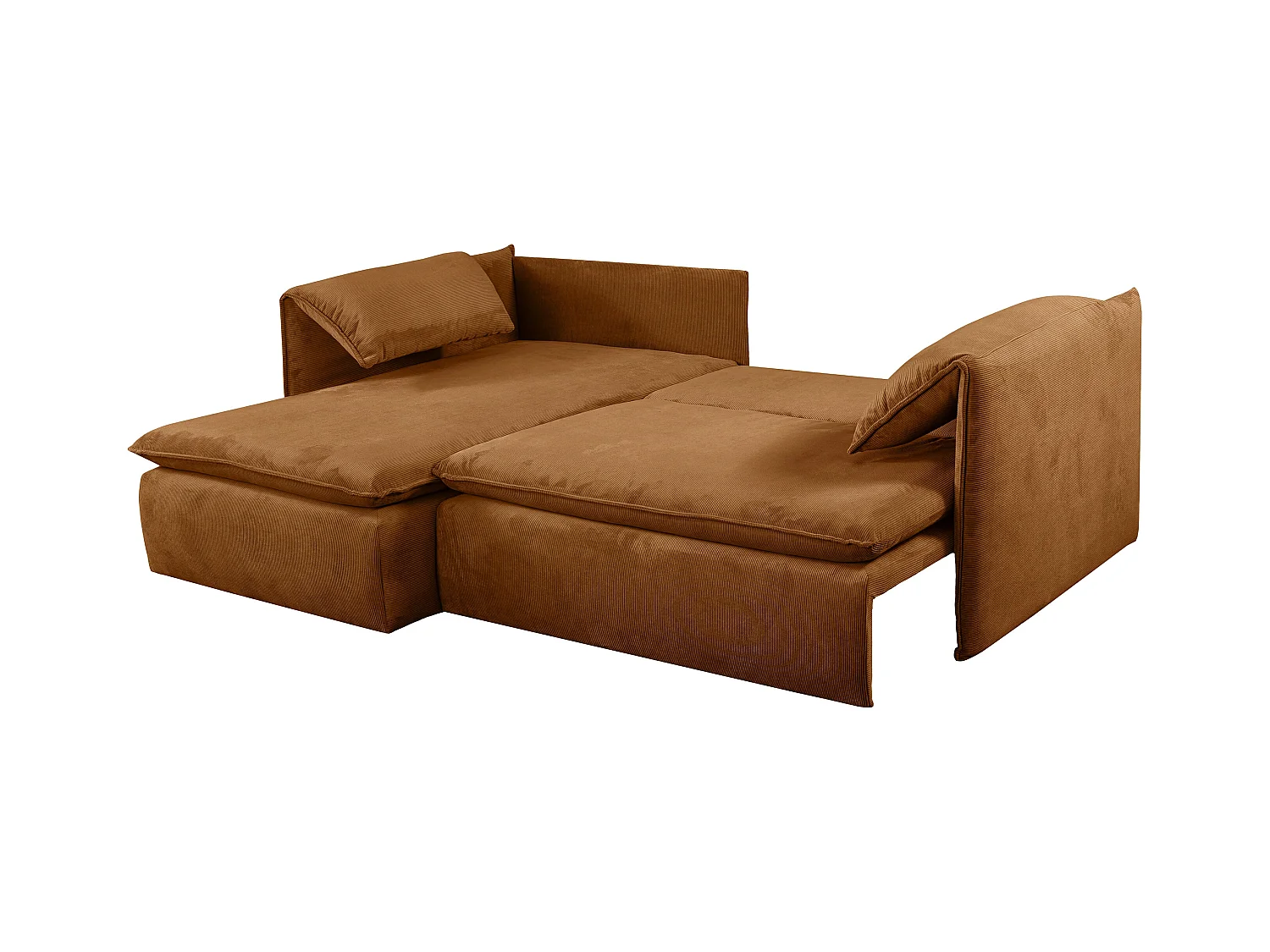 Ecksofa mit Schlaffunktion - Ecke links - Feincord - Terracotta - TEODORA