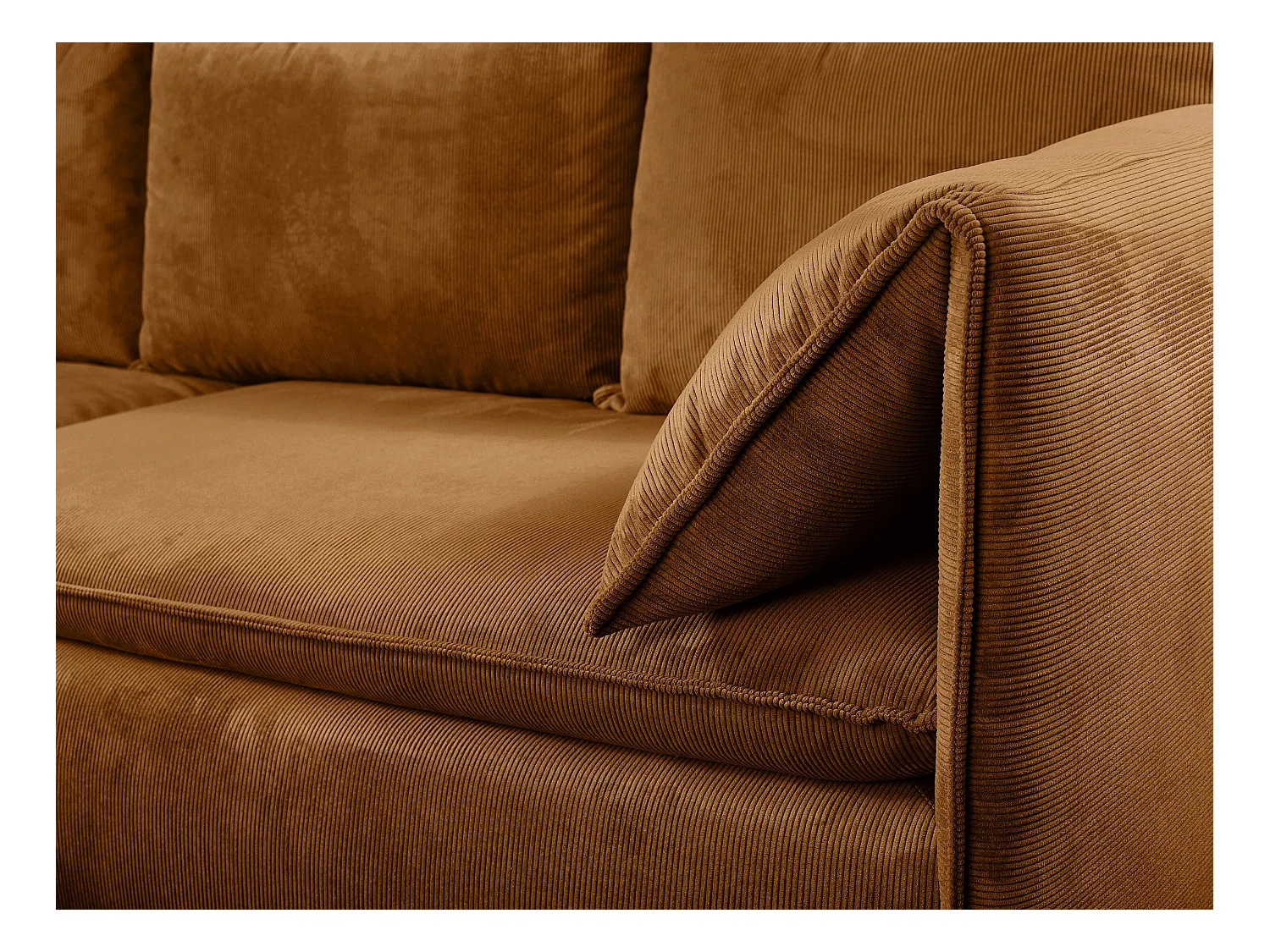 Ecksofa mit Schlaffunktion - Ecke links - Feincord - Terracotta - TEODORA