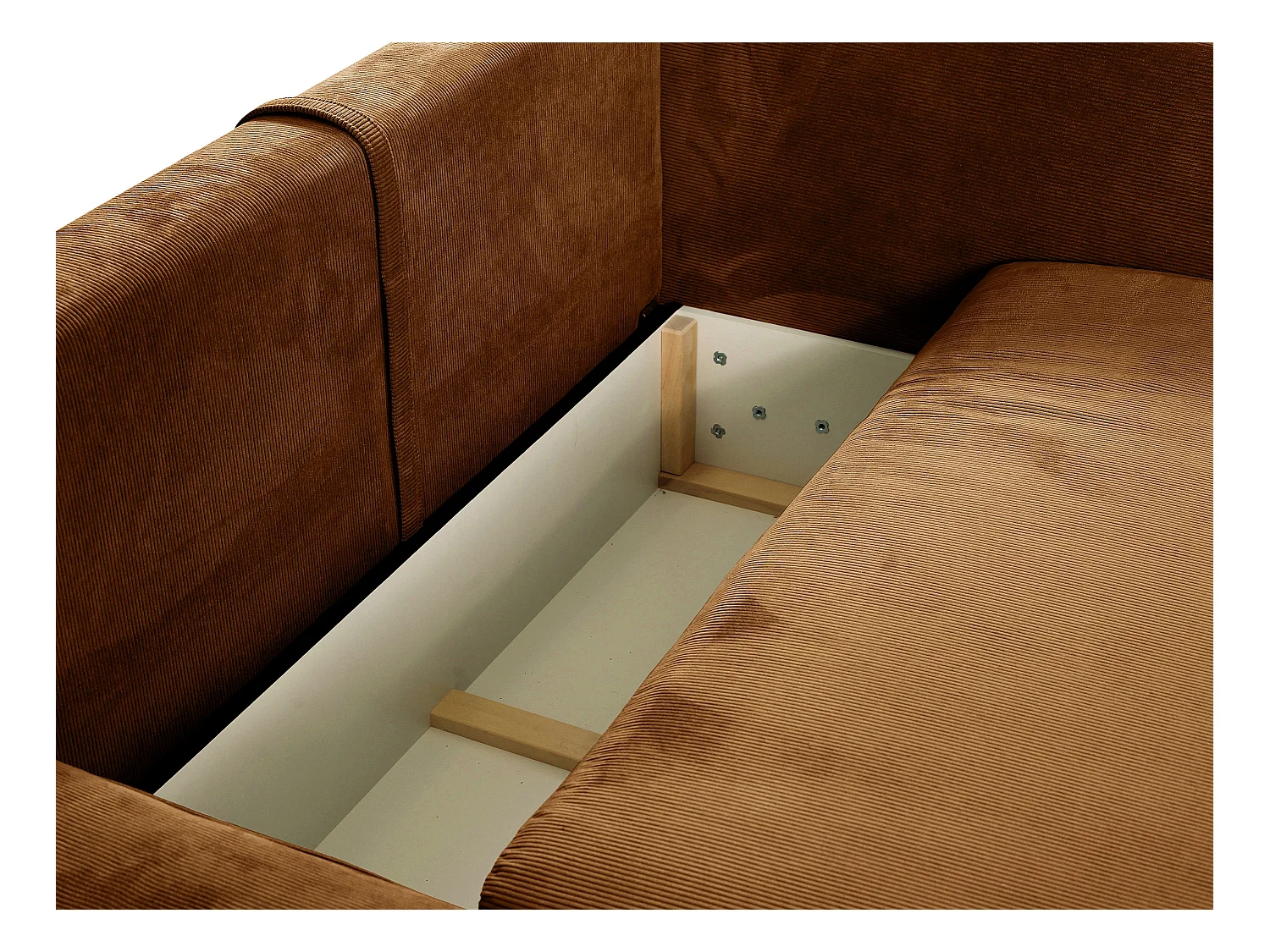 Ecksofa mit Schlaffunktion - Ecke links - Feincord - Terracotta - TEODORA