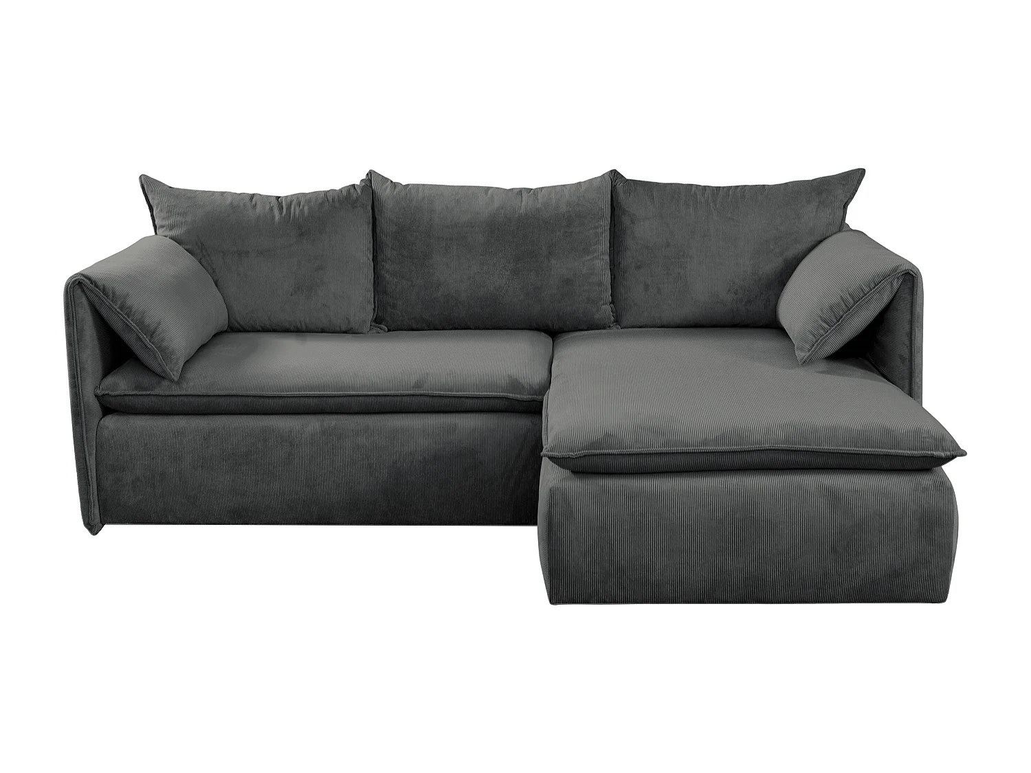 Canapé d'angle droit convertible en velours côtelé fines côtes gris anthracite TEODORA