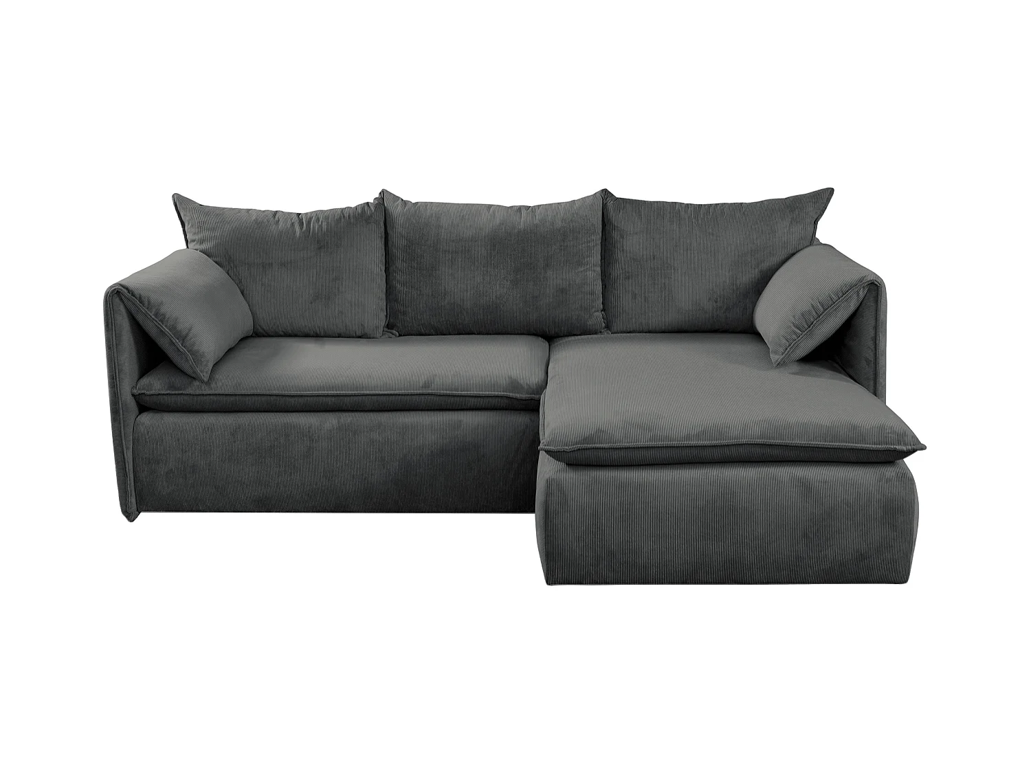 Ecksofa mit Schlaffunktion - Ecke rechts - Feincord - Anthrazitgrau - TEODORA