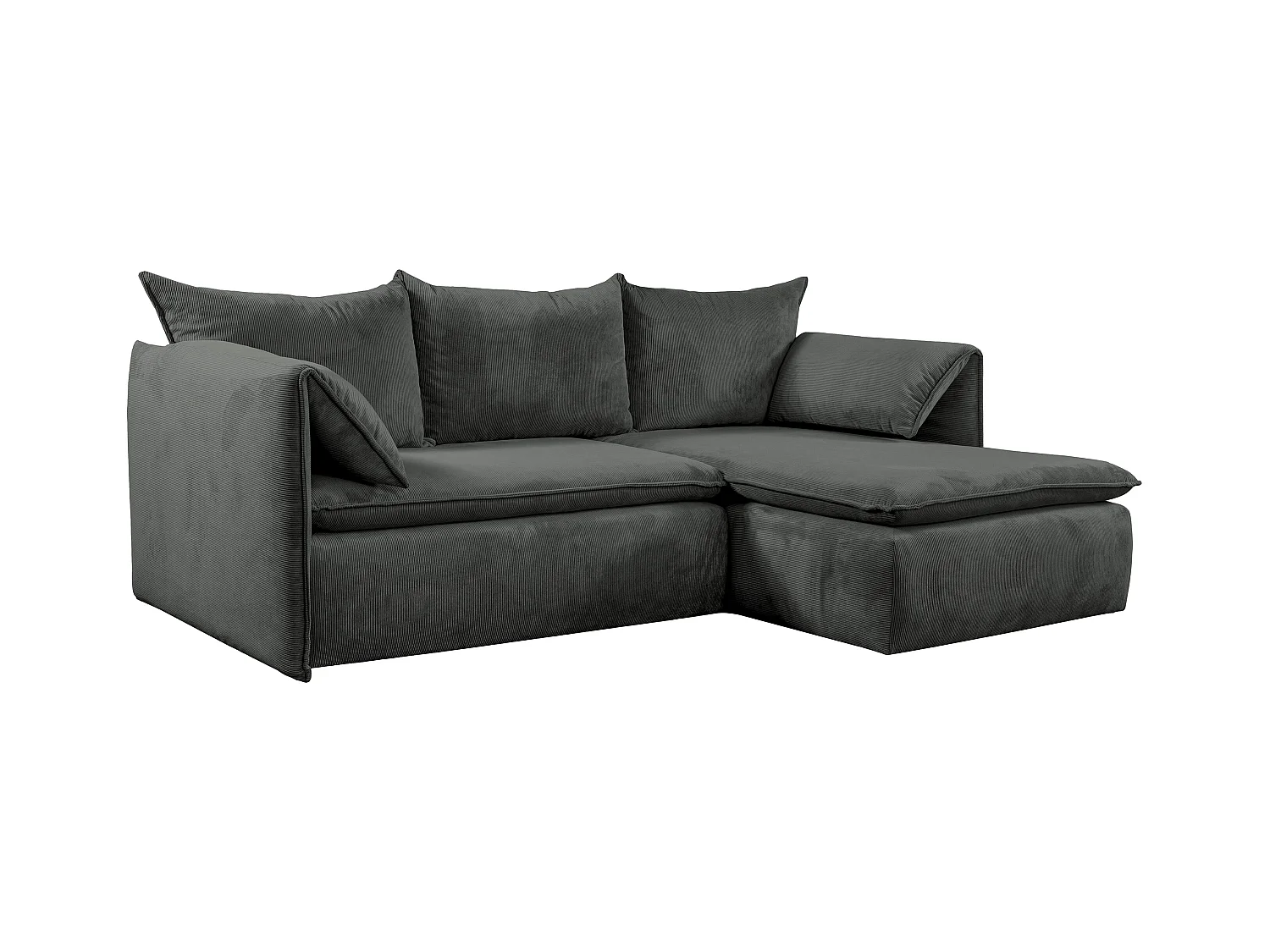 Ecksofa mit Schlaffunktion - Ecke rechts - Feincord - Anthrazitgrau - TEODORA
