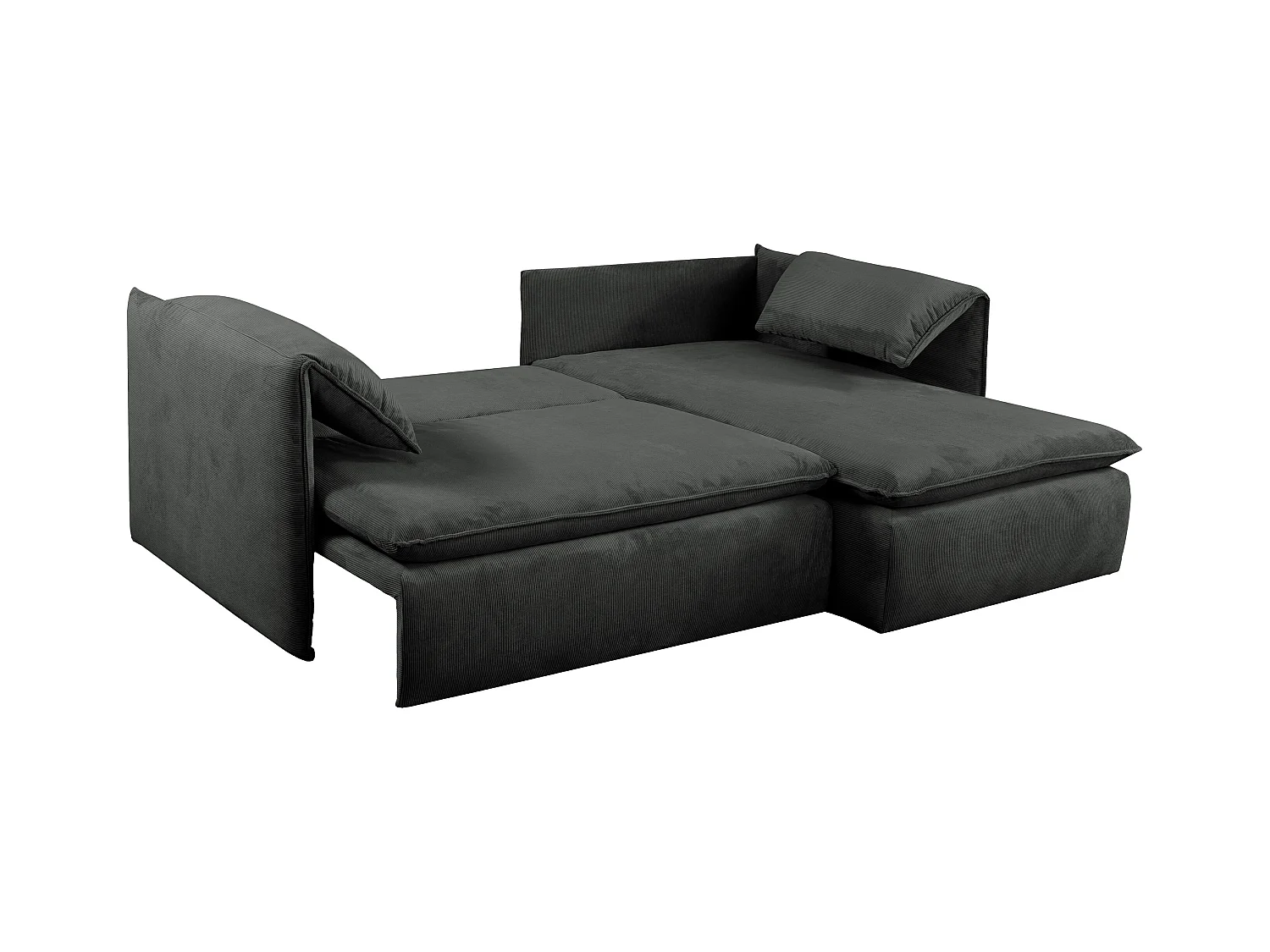 Ecksofa mit Schlaffunktion - Ecke rechts - Feincord - Anthrazitgrau - TEODORA