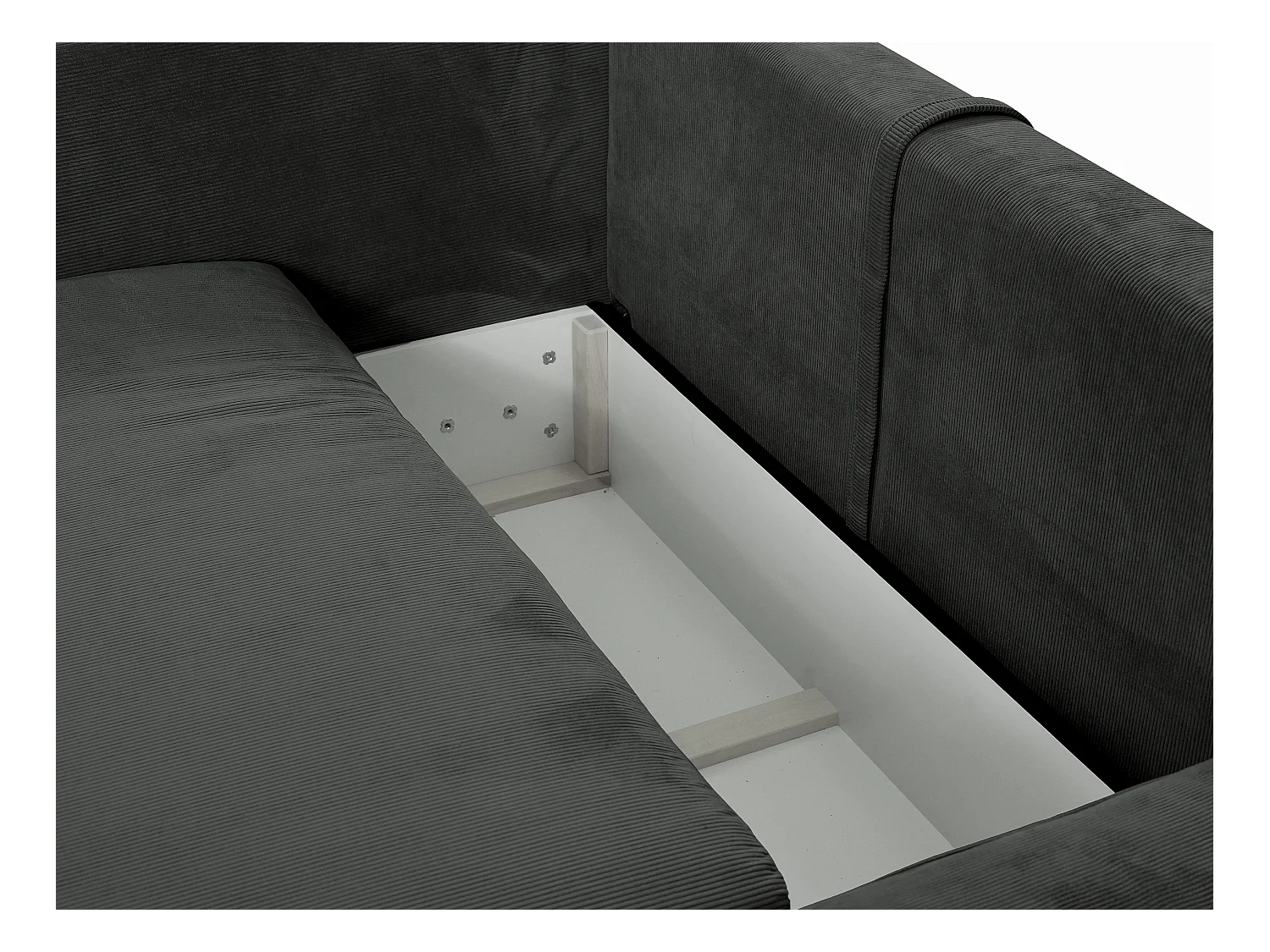 Ecksofa mit Schlaffunktion - Ecke rechts - Feincord - Anthrazitgrau - TEODORA