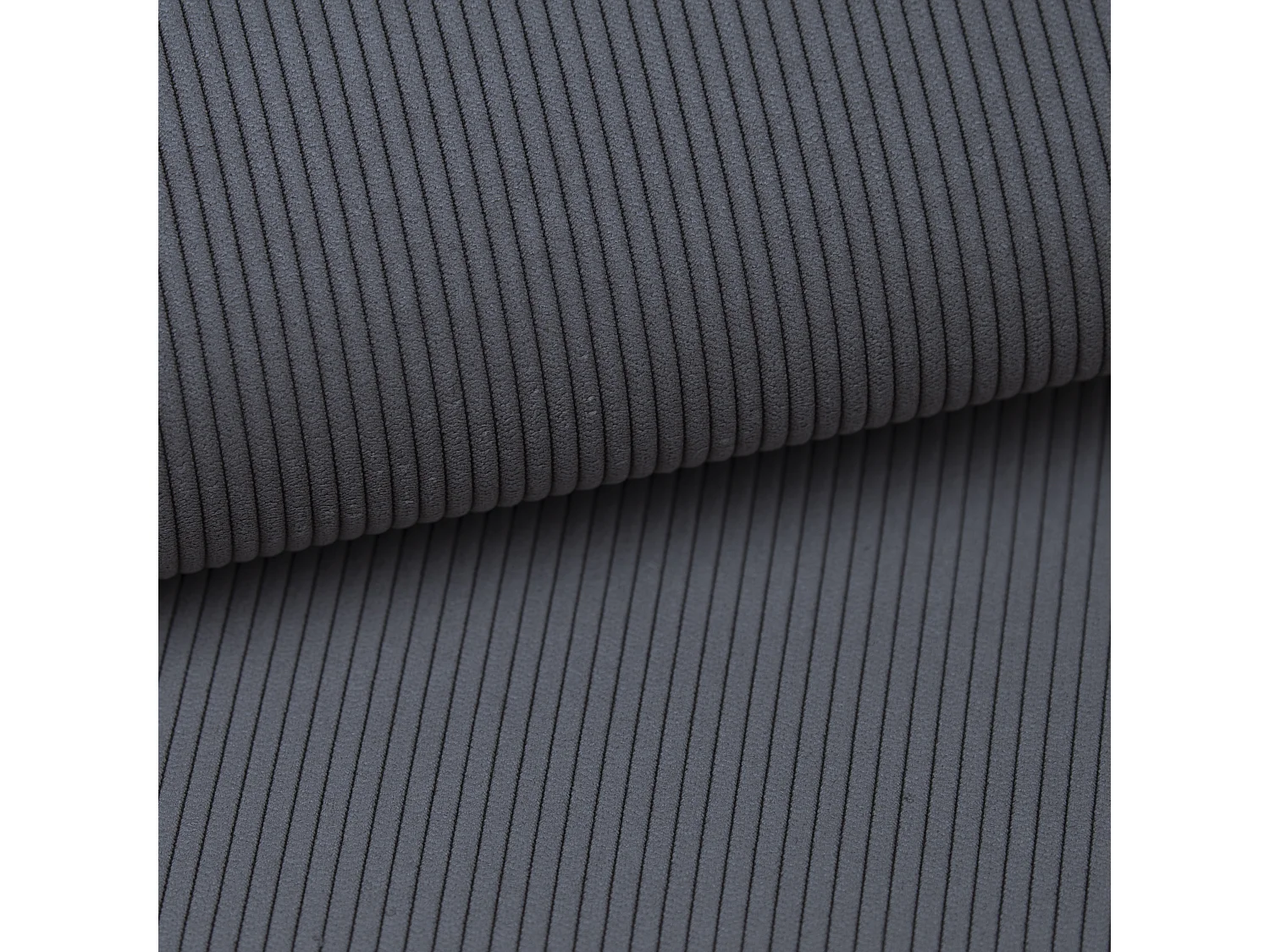 Canapé d'angle droit convertible en velours côtelé fines côtes gris anthracite TEODORA