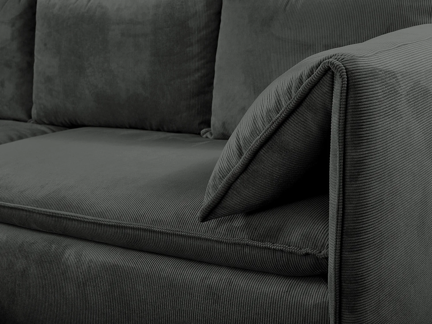 Ecksofa mit Schlaffunktion - Ecke links - Feincord - Anthrazitgrau - TEODORA