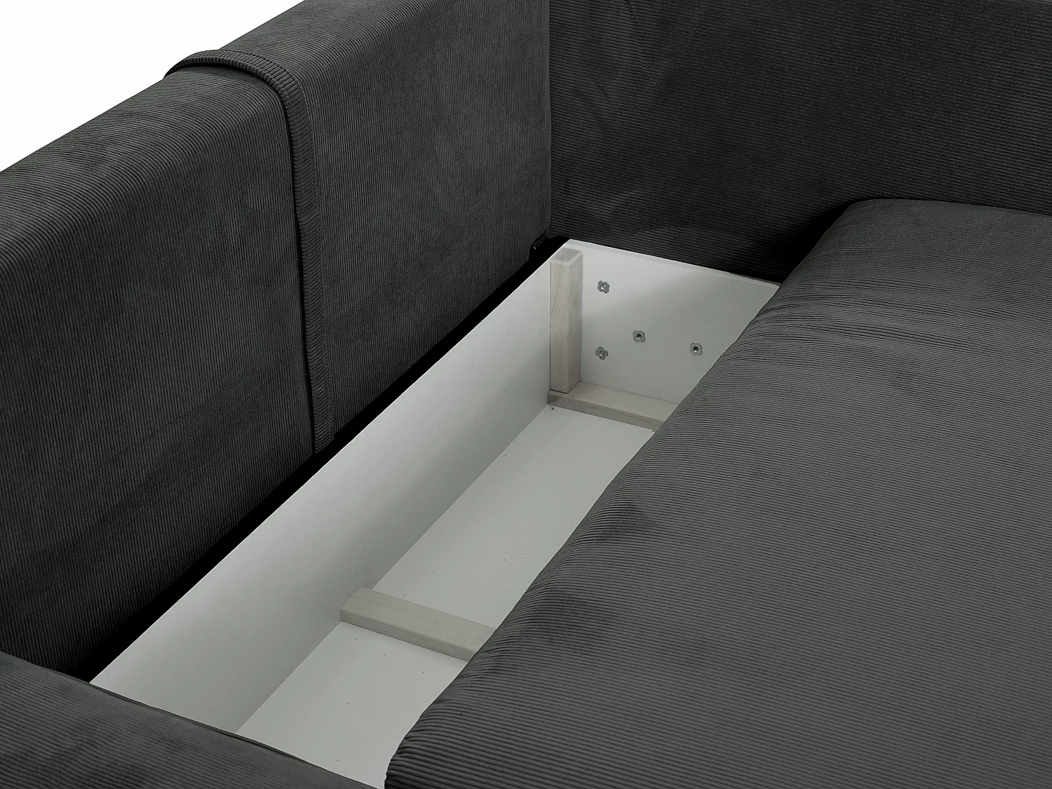 Ecksofa mit Schlaffunktion - Ecke links - Feincord - Anthrazitgrau - TEODORA