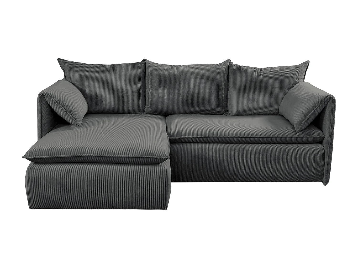 Ecksofa mit Schlaffunktion - Ecke links - Feincord - Anthrazitgrau - TEODORA