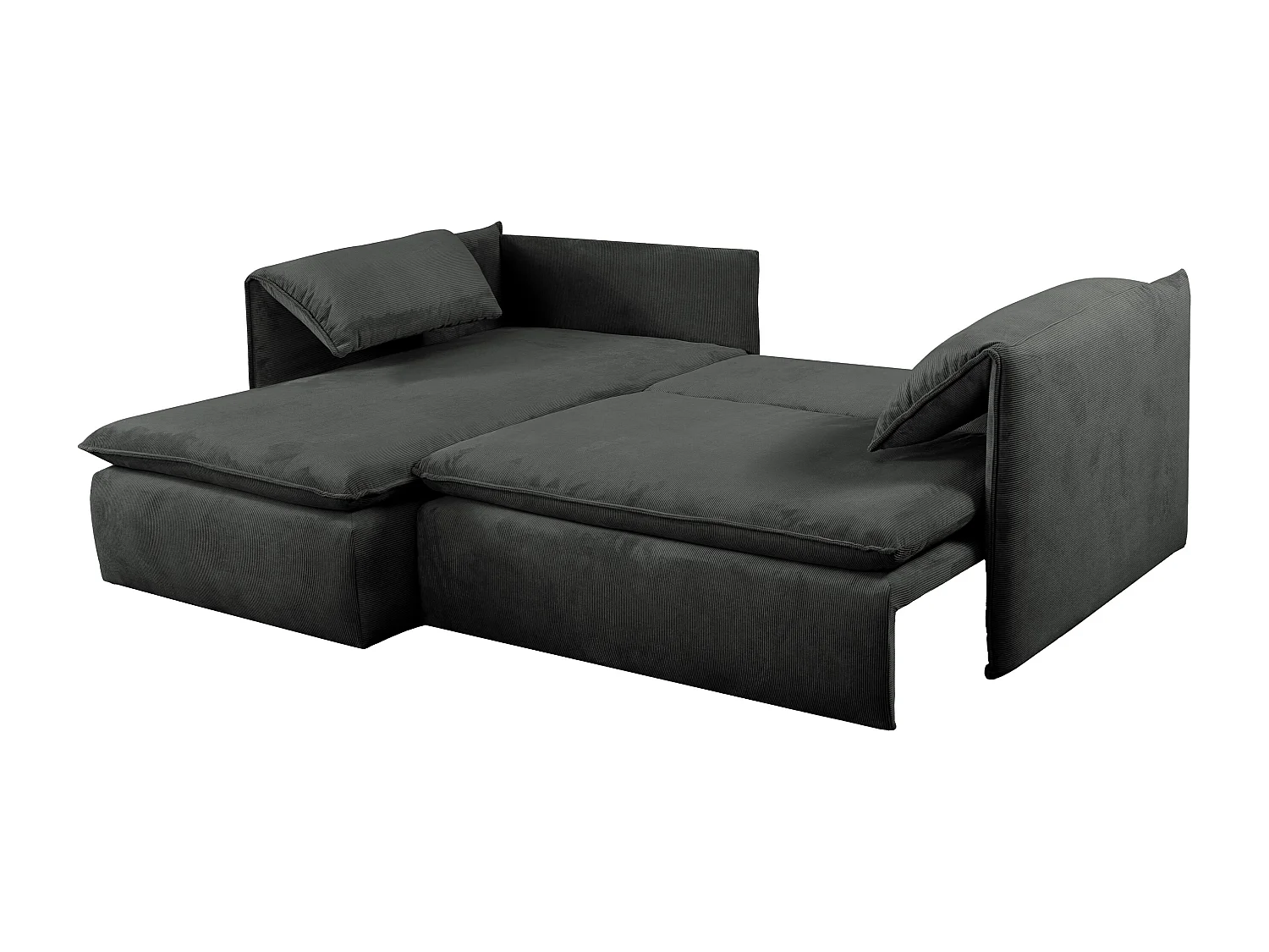 Ecksofa mit Schlaffunktion - Ecke links - Feincord - Anthrazitgrau - TEODORA