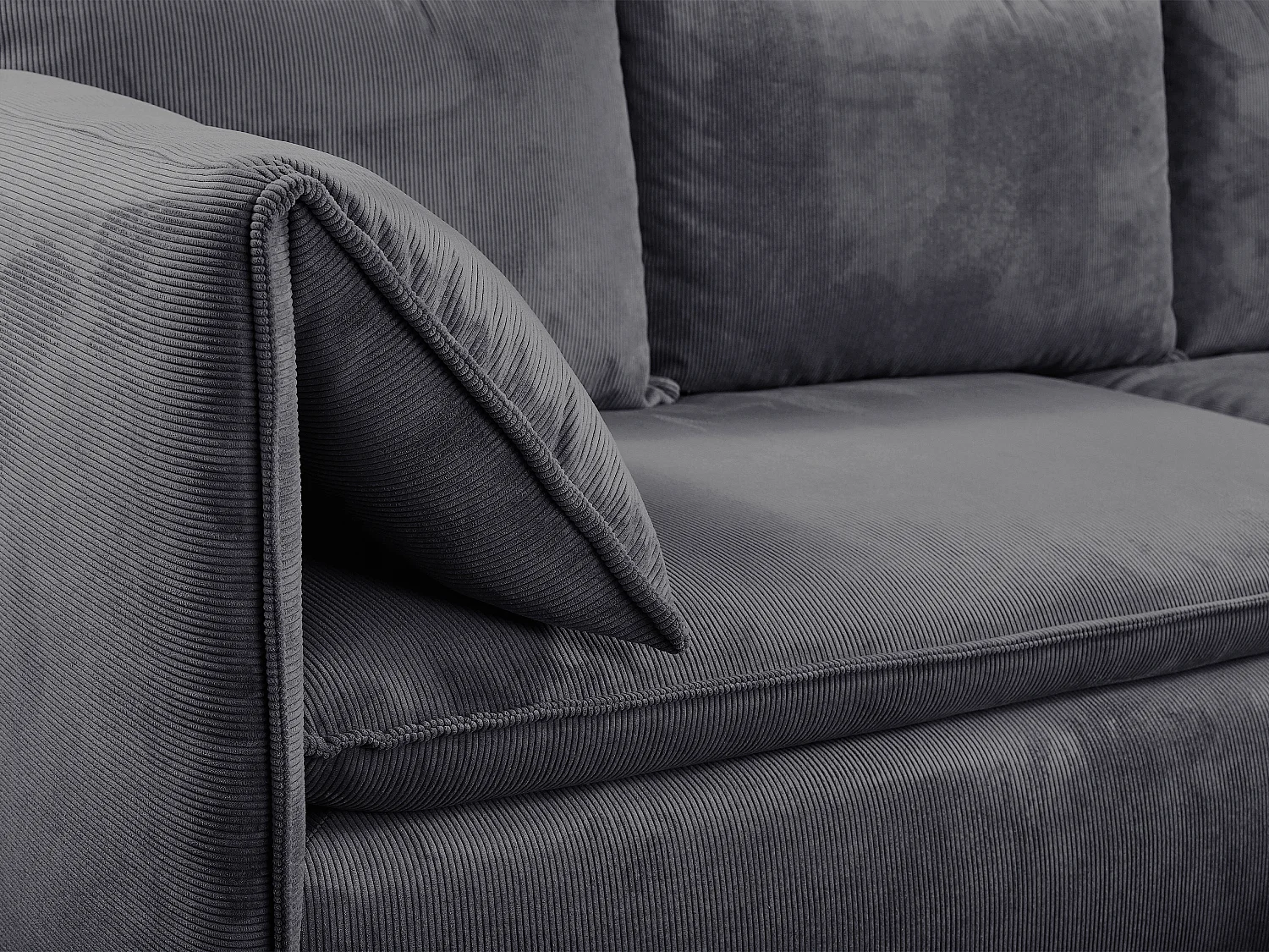 Sofá cama rinconera derecha de pana azul gris TEODORA