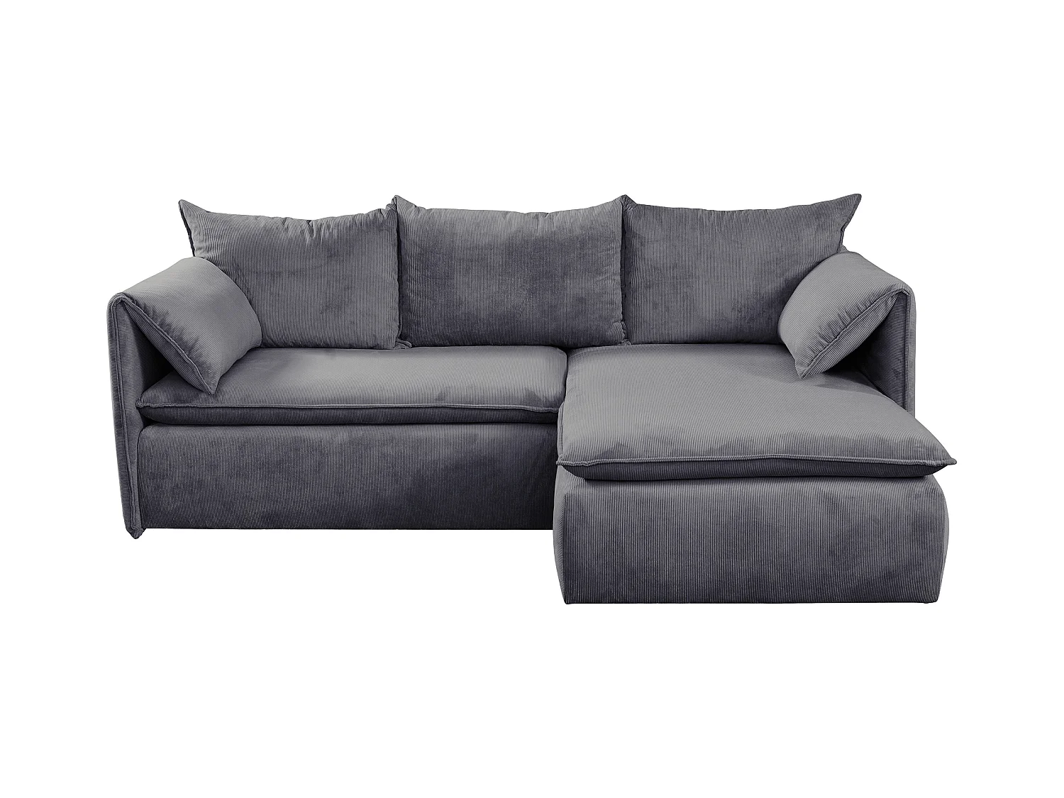 Sofá cama rinconera derecha de pana azul gris TEODORA