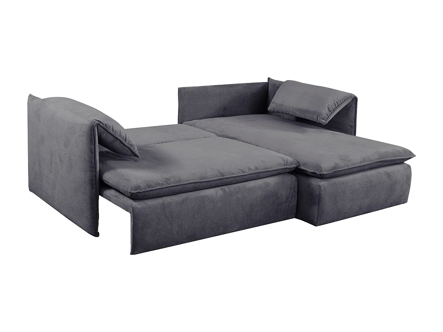 Sofá cama rinconera derecha de pana azul gris TEODORA