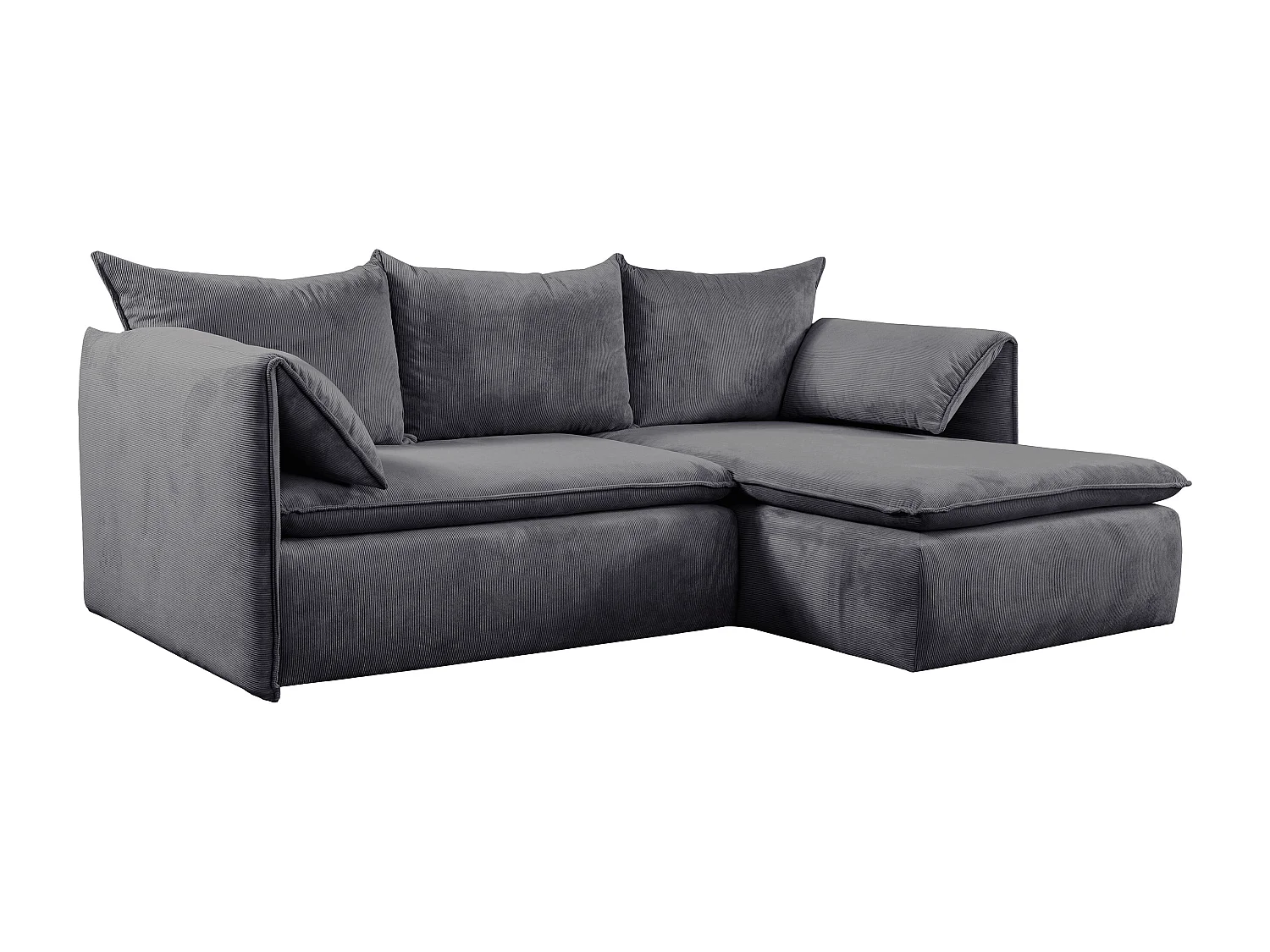 Sofá cama rinconera derecha de pana azul gris TEODORA