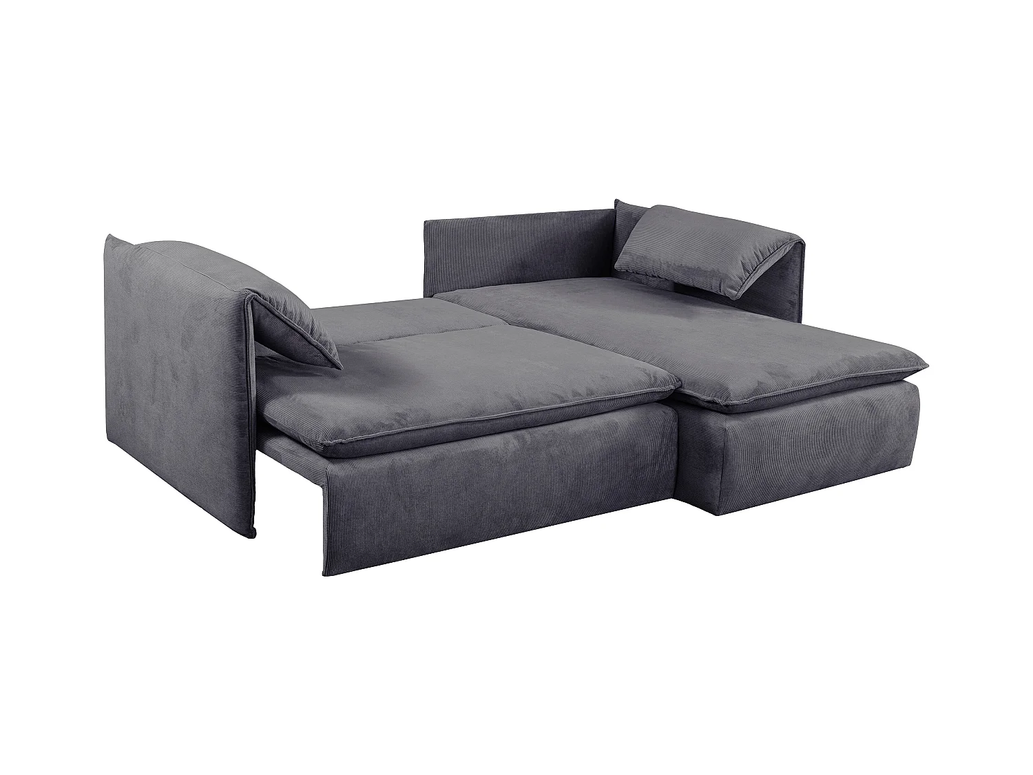 Divano letto in Velluto a coste sottili Blu Grigio - Angolo a destra - TEODORA