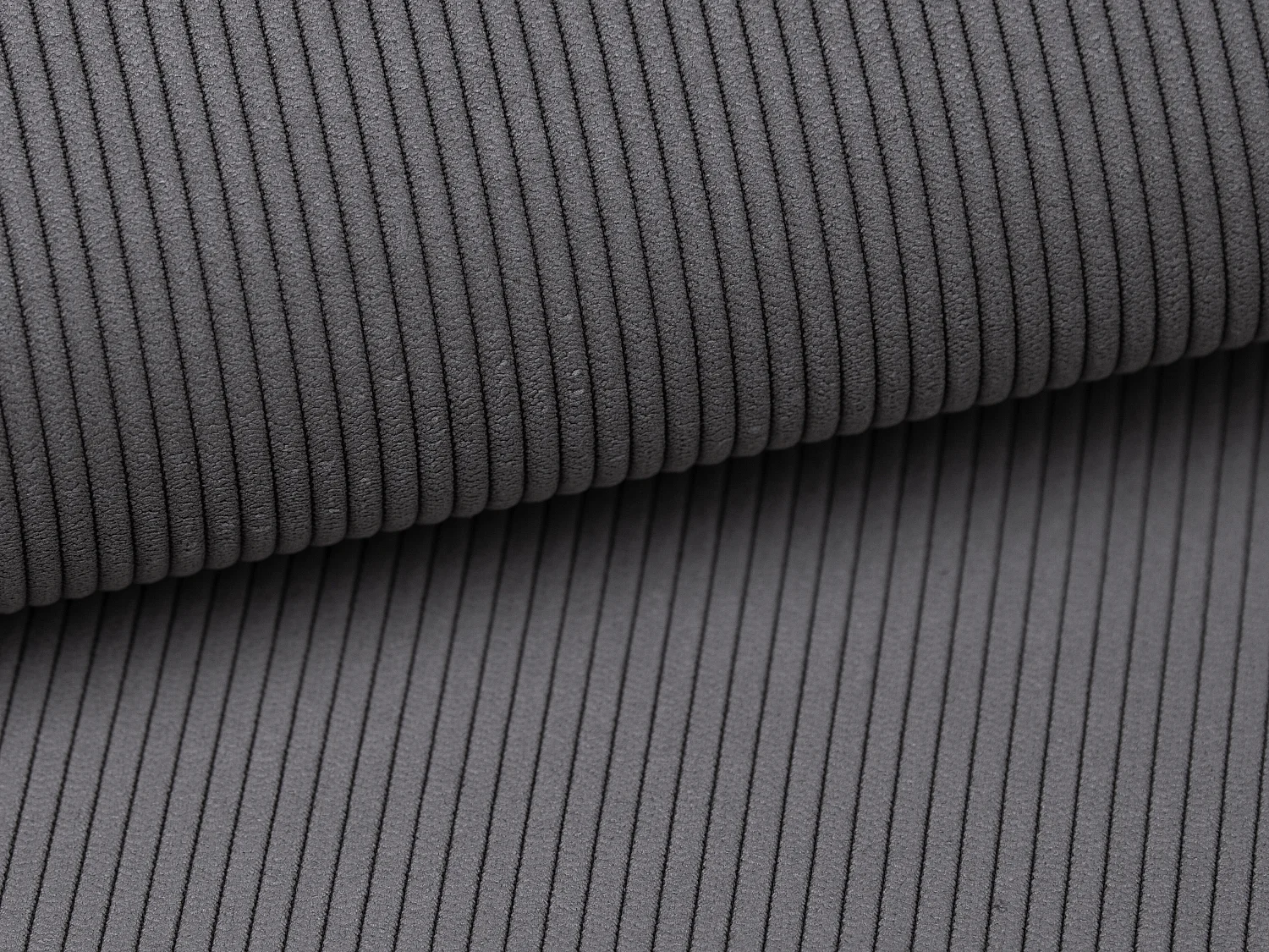 Canapé d'angle droit convertible en velours côtelé fines côtes bleu gris TEODORA