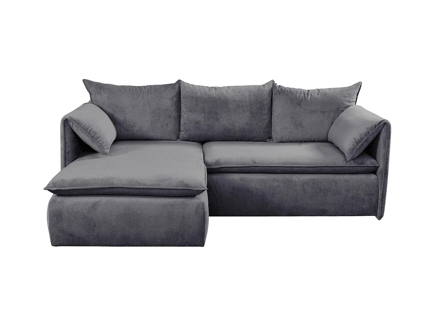 Sofá cama rinconera izquierda de pana azul gris TEODORA