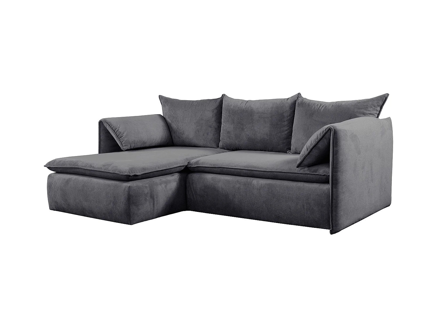 Sofá cama rinconera izquierda de pana azul gris TEODORA