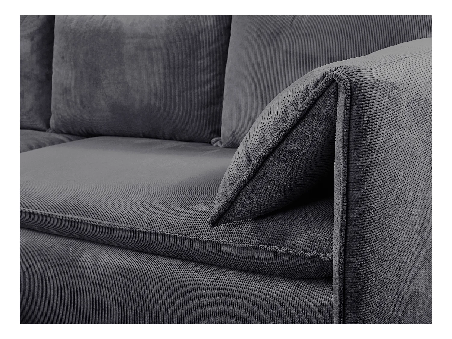 Sofá cama rinconera izquierda de pana azul gris TEODORA