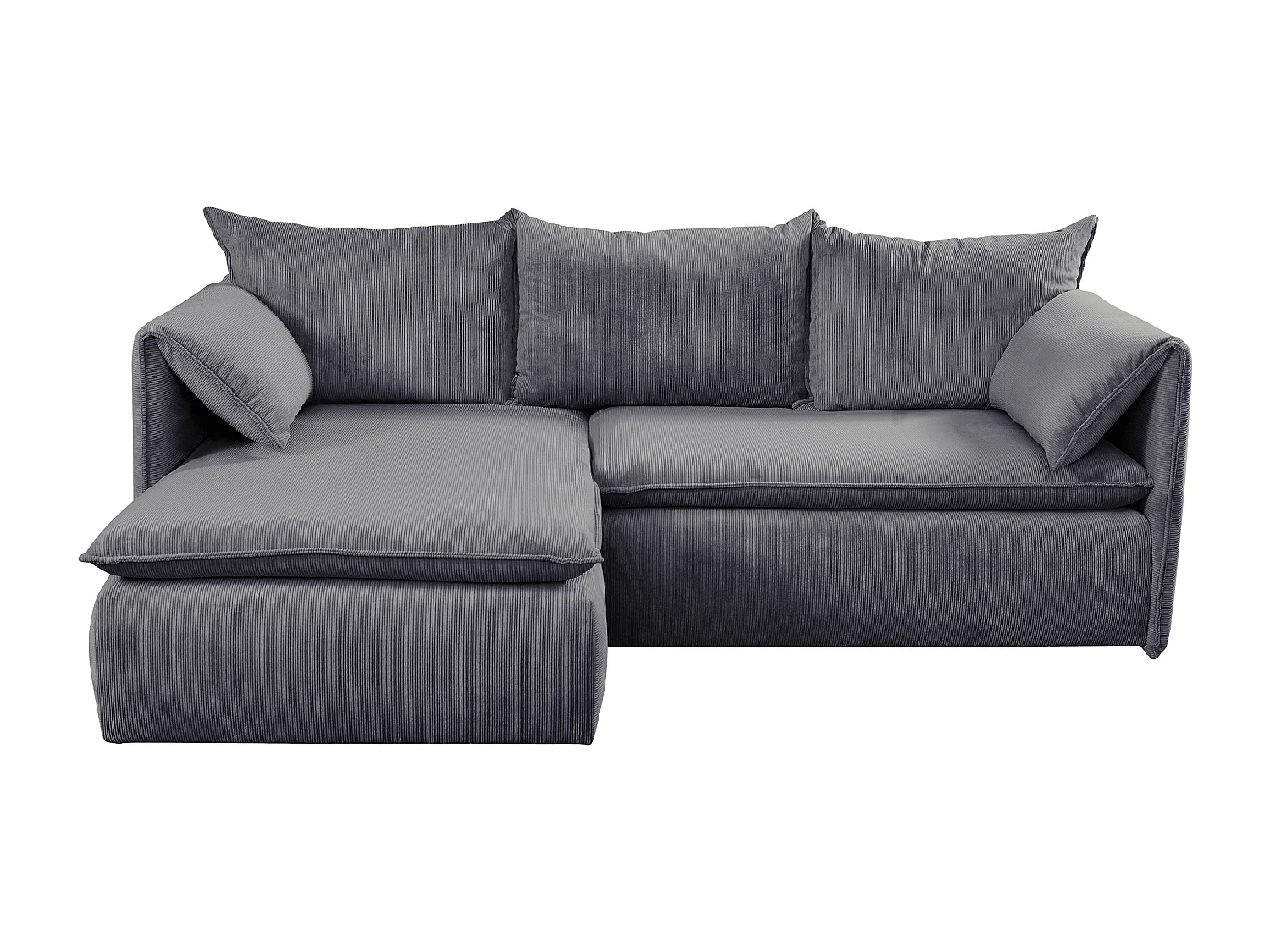 Divano letto in Velluto a coste sottili Blu Grigio - Angolo a sinistra - TEODORA